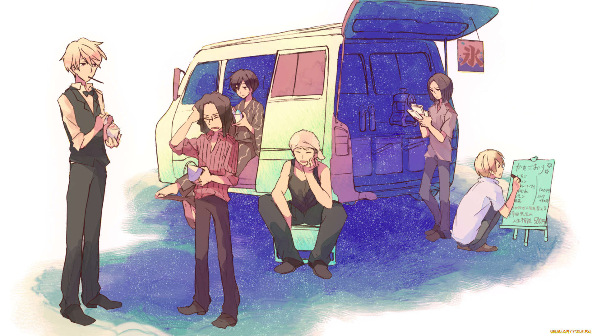 аниме, durarara, шизуо, хейваджима, парни, арт, машина