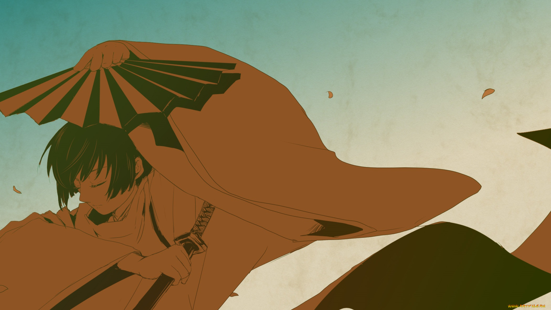 аниме, hetalia, , axis, powers, арт, парень, веер, меч