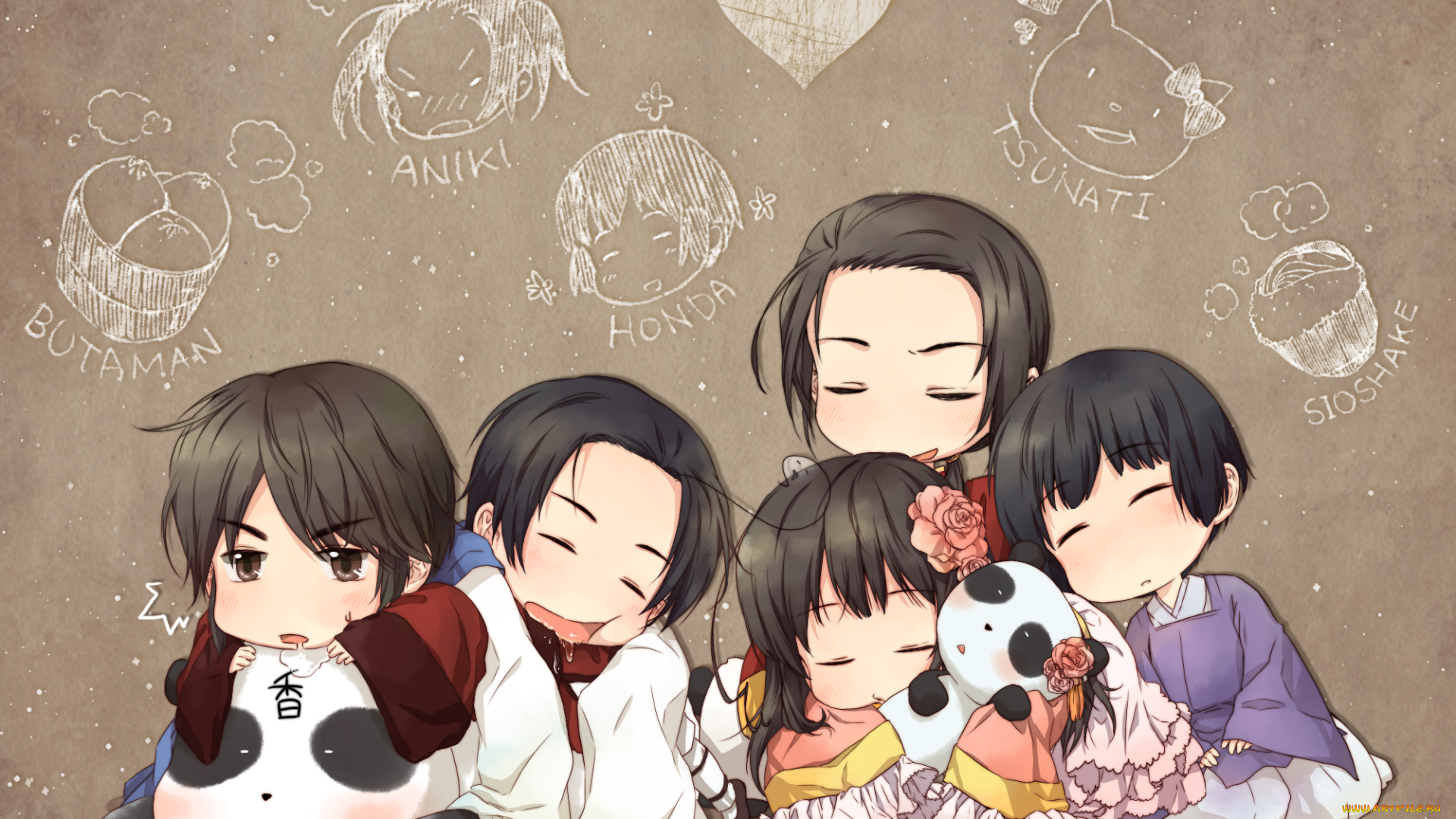 аниме, hetalia, , axis, powers, фон, арт, малыши, axis, powers