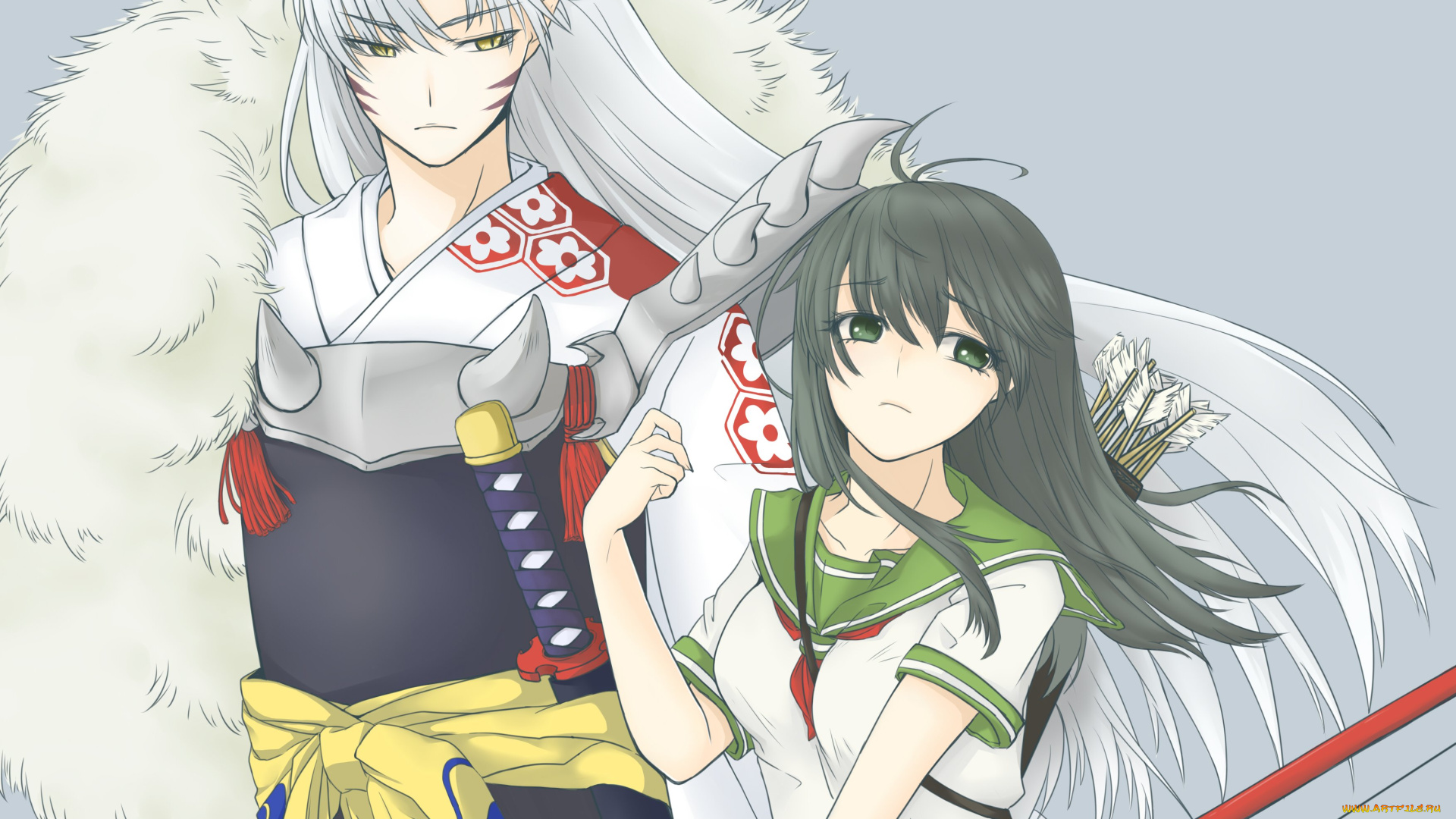 аниме, inuyasha, арт, кагоме, сешимару