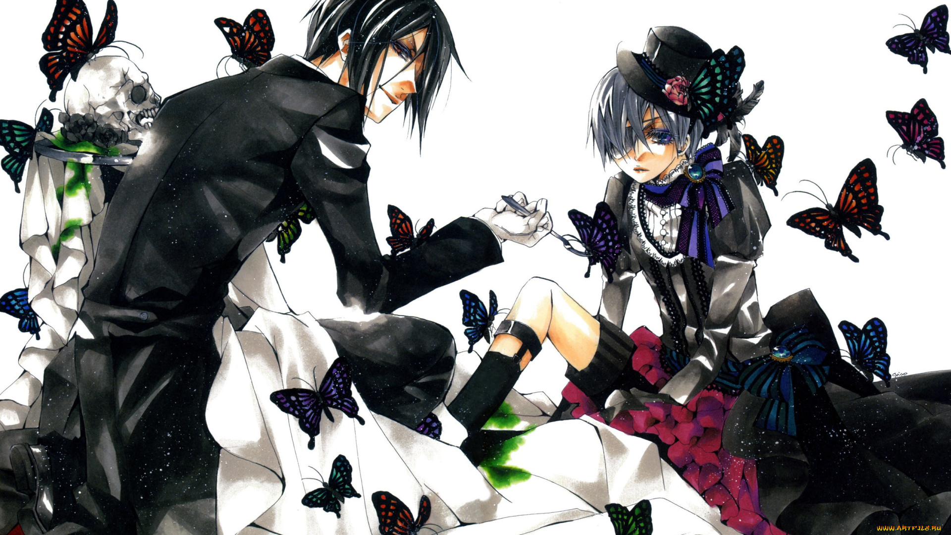 аниме, kuroshitsuji, себастьян, сиэль, тёмный, дворецкий