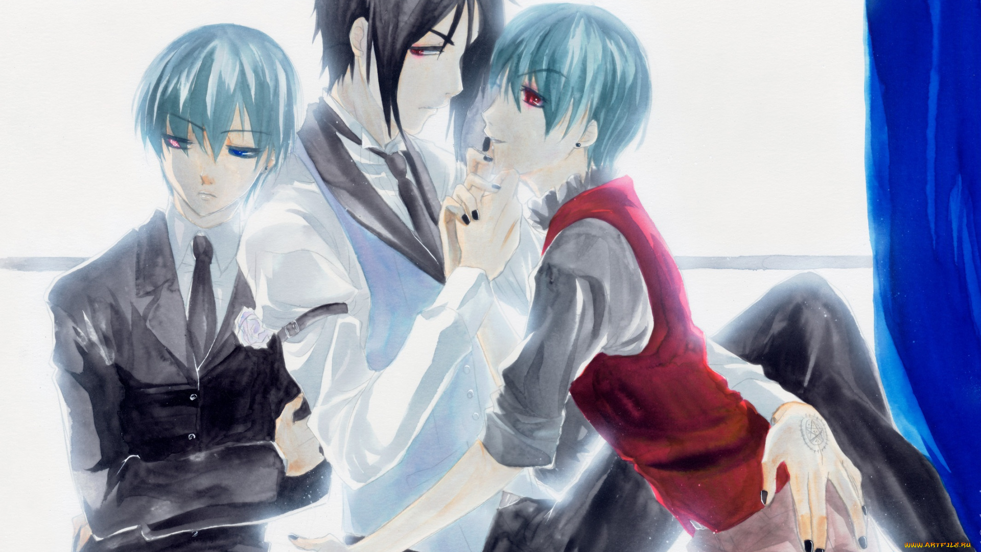 аниме, kuroshitsuji, себастьян, сиель, тёмный, дворецкий