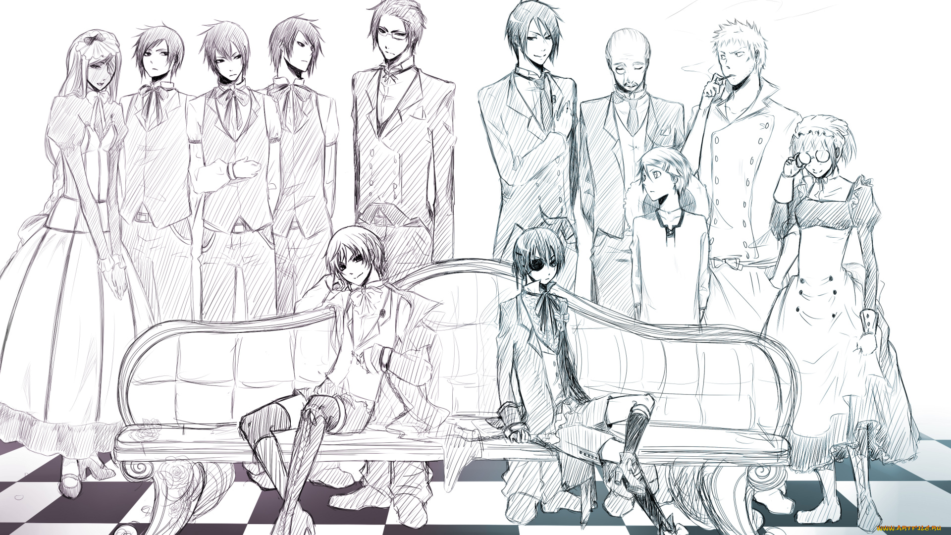 аниме, kuroshitsuji, слуги, тёмный, дворецкий, себастьян, сиэль