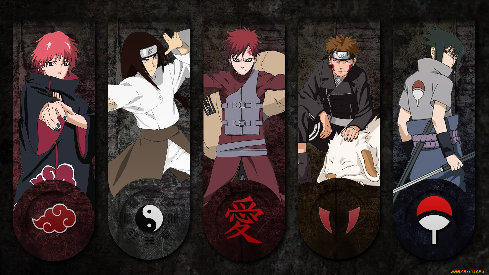 аниме, naruto, sasuke, uchiha, kiba, gaara, neji, sasori