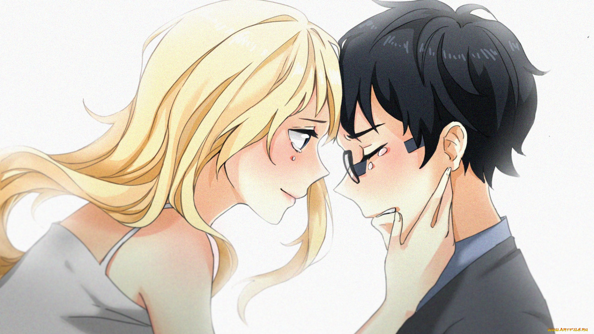 аниме, shigatsu, wa, kimi, no, uso, мальчик, девочка, арт, arima, kousei, shigatsu, wa, kimi, no, uso, frenf, слёзы, miyazono, kawori