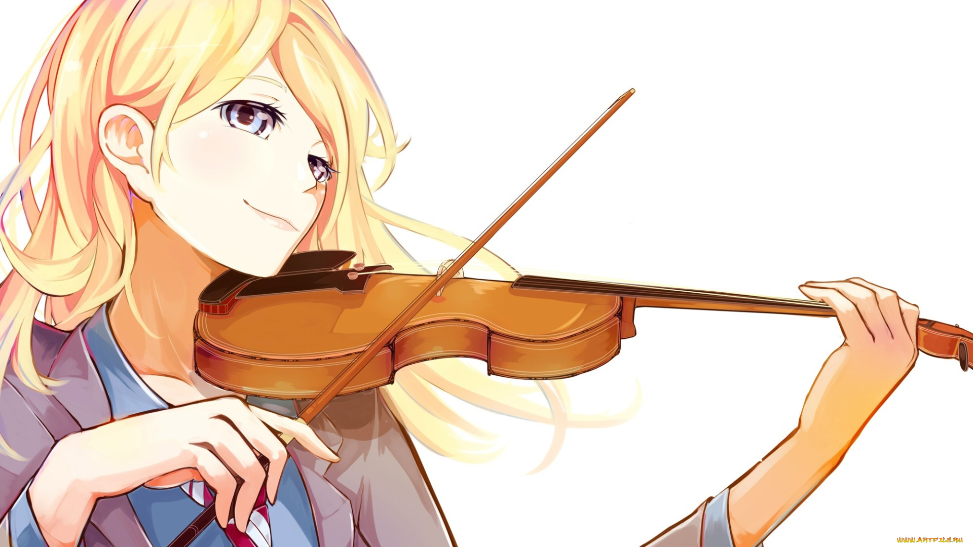 аниме, shigatsu, wa, kimi, no, uso, siru, скрипка, девушка, арт, shigatsu, wa, kimi, no, uso, miyazono, kawori