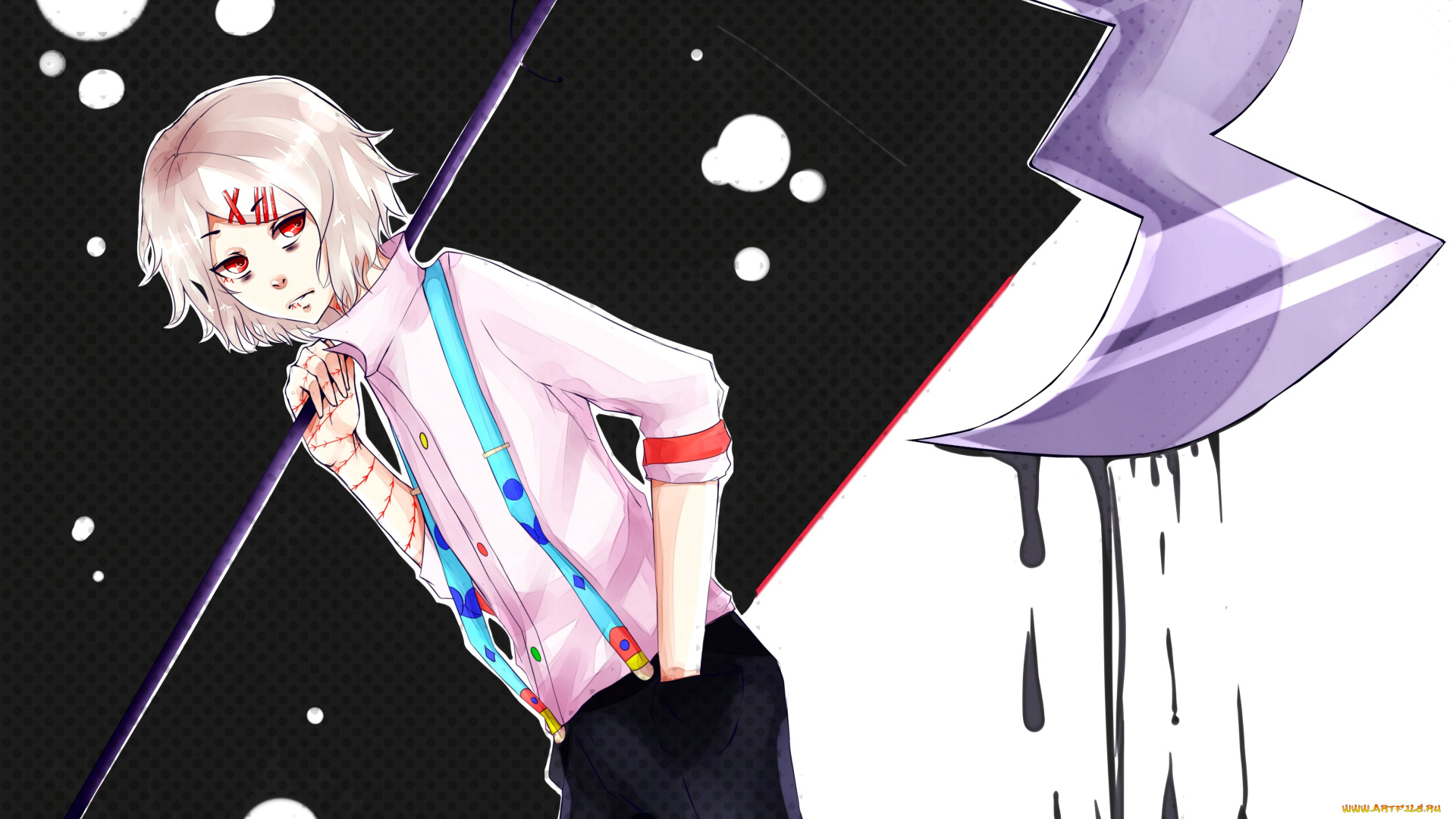 аниме, tokyo, ghoul, токийский, гуль, арт, джузо, коса