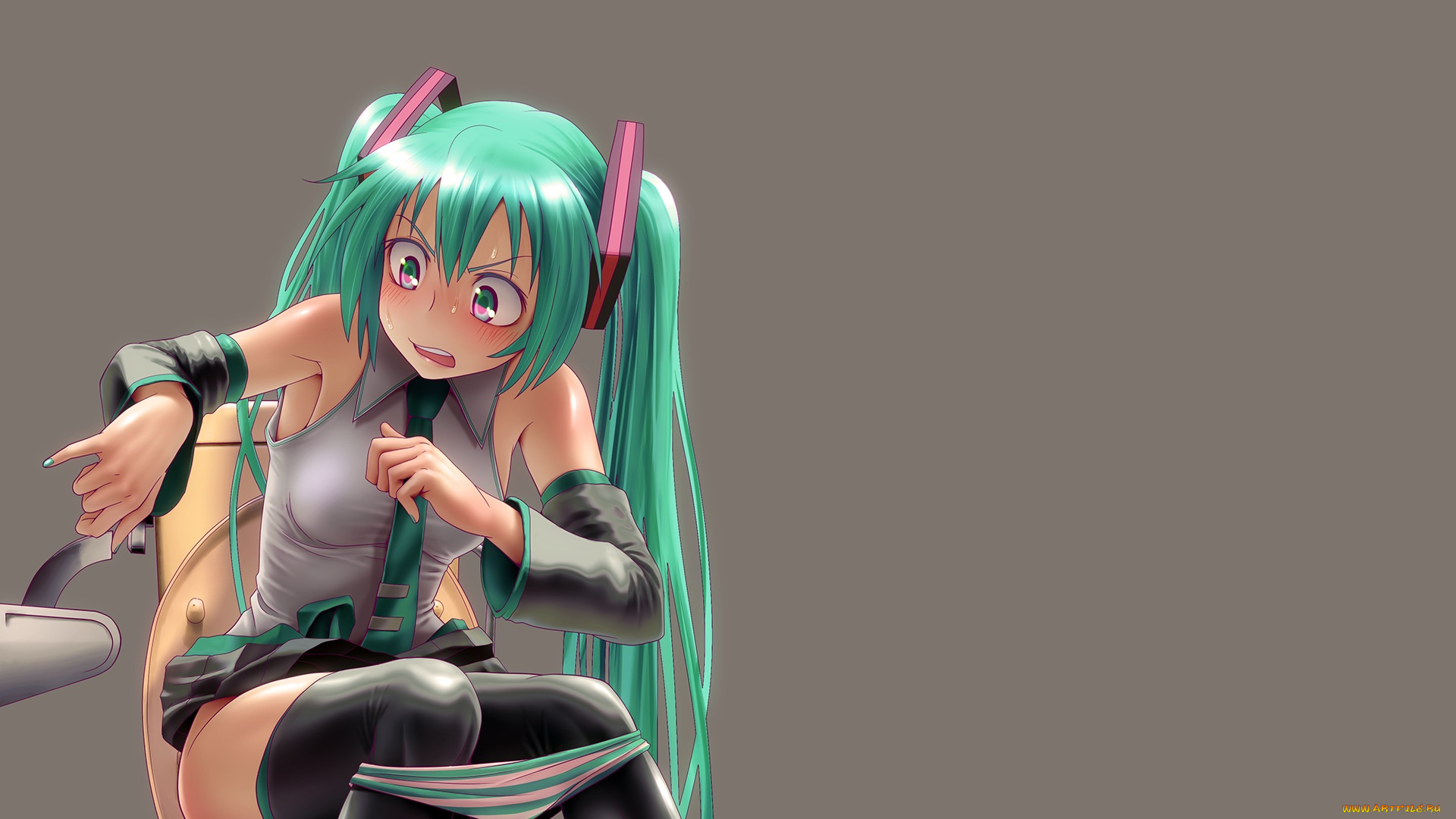 аниме, vocaloid, takouji, hatsune, miku, фон, девушка