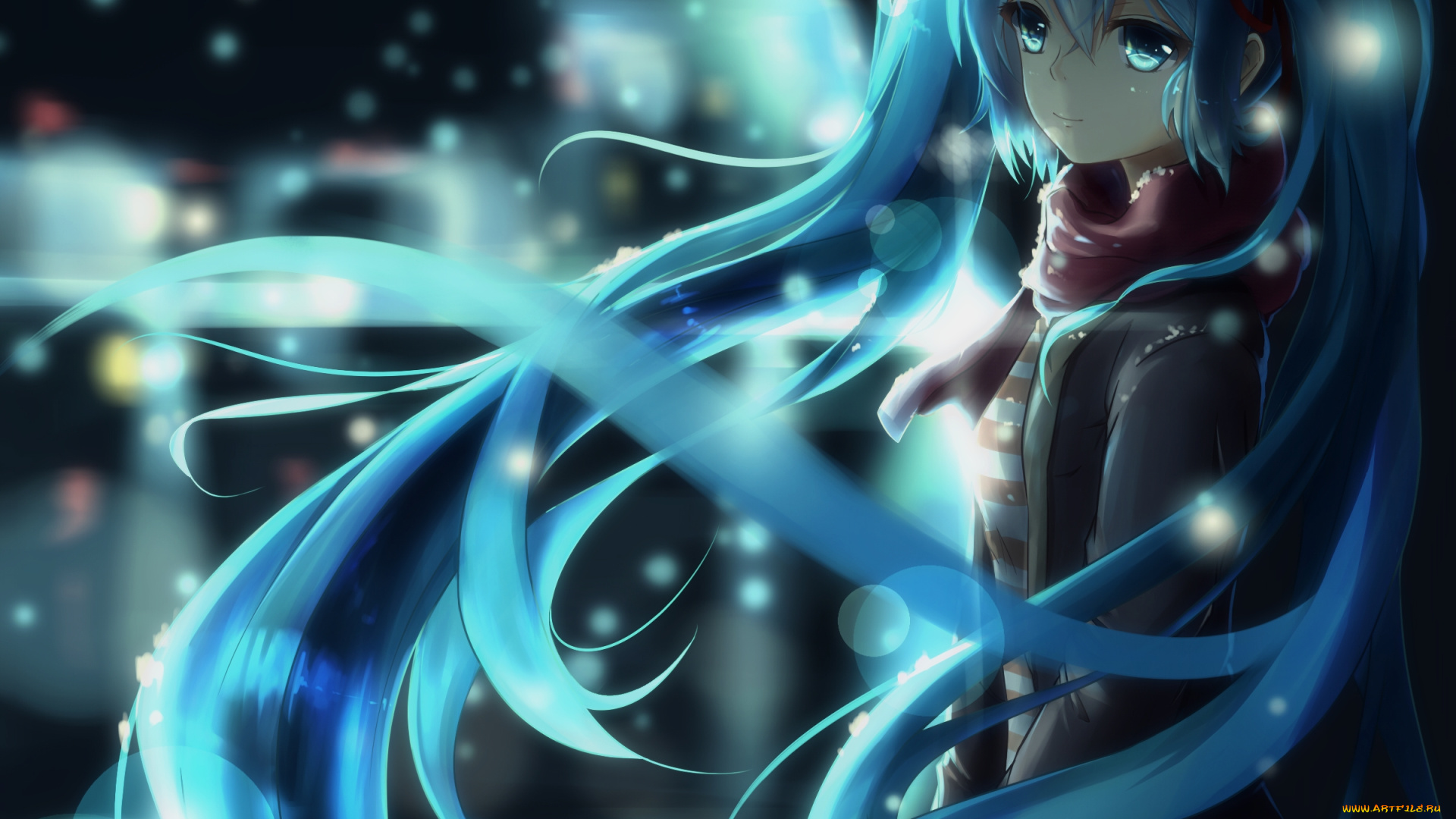 аниме, vocaloid, взгляд, девочка, арт, kuroi, asahi, hatsune, miku