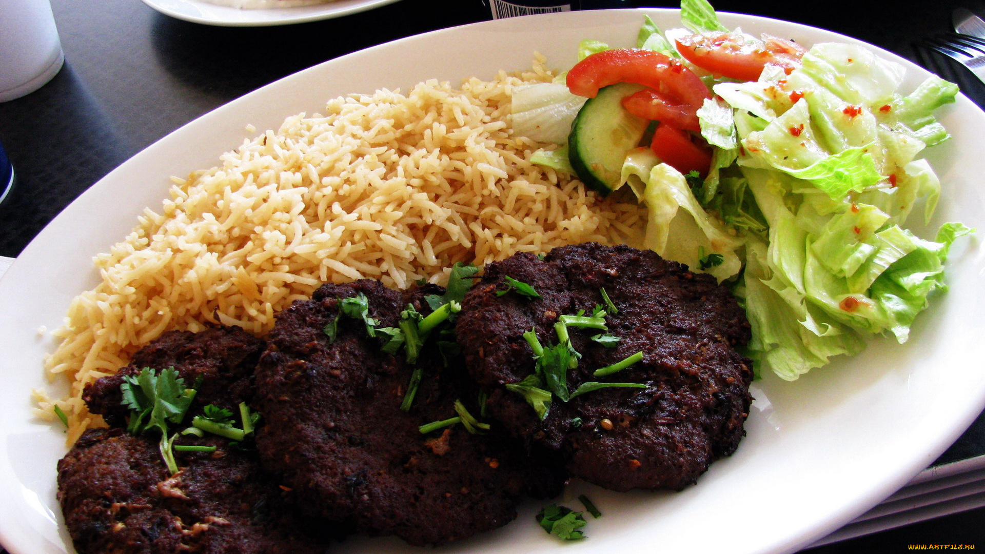 еда, вторые, блюда, котлеты, овощи, рис