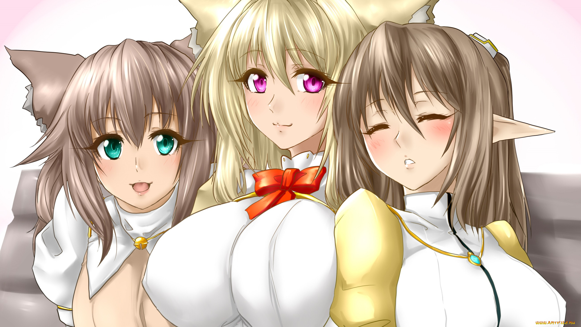 original, аниме, животные, , существа, фон, девушки, взгляд