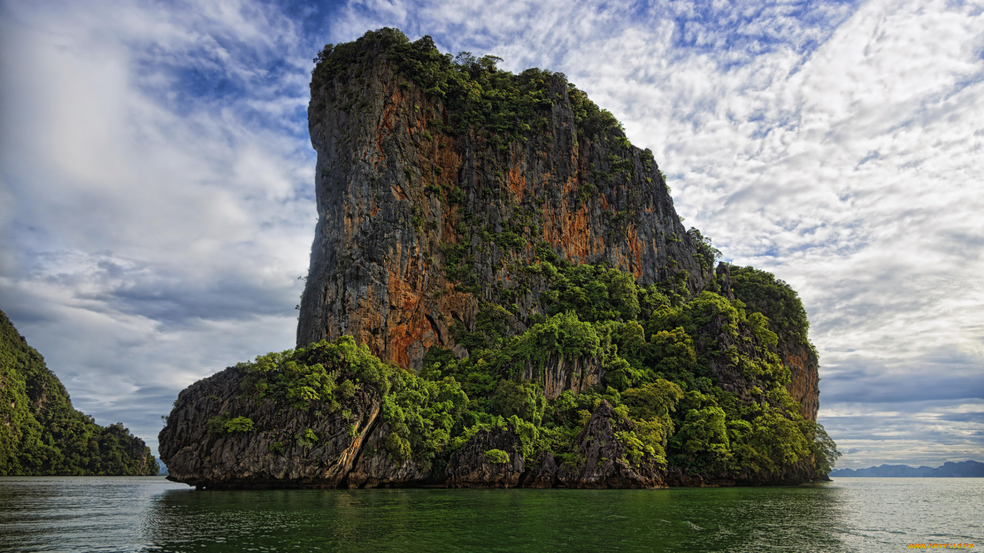 природа, побережье, скала, залив