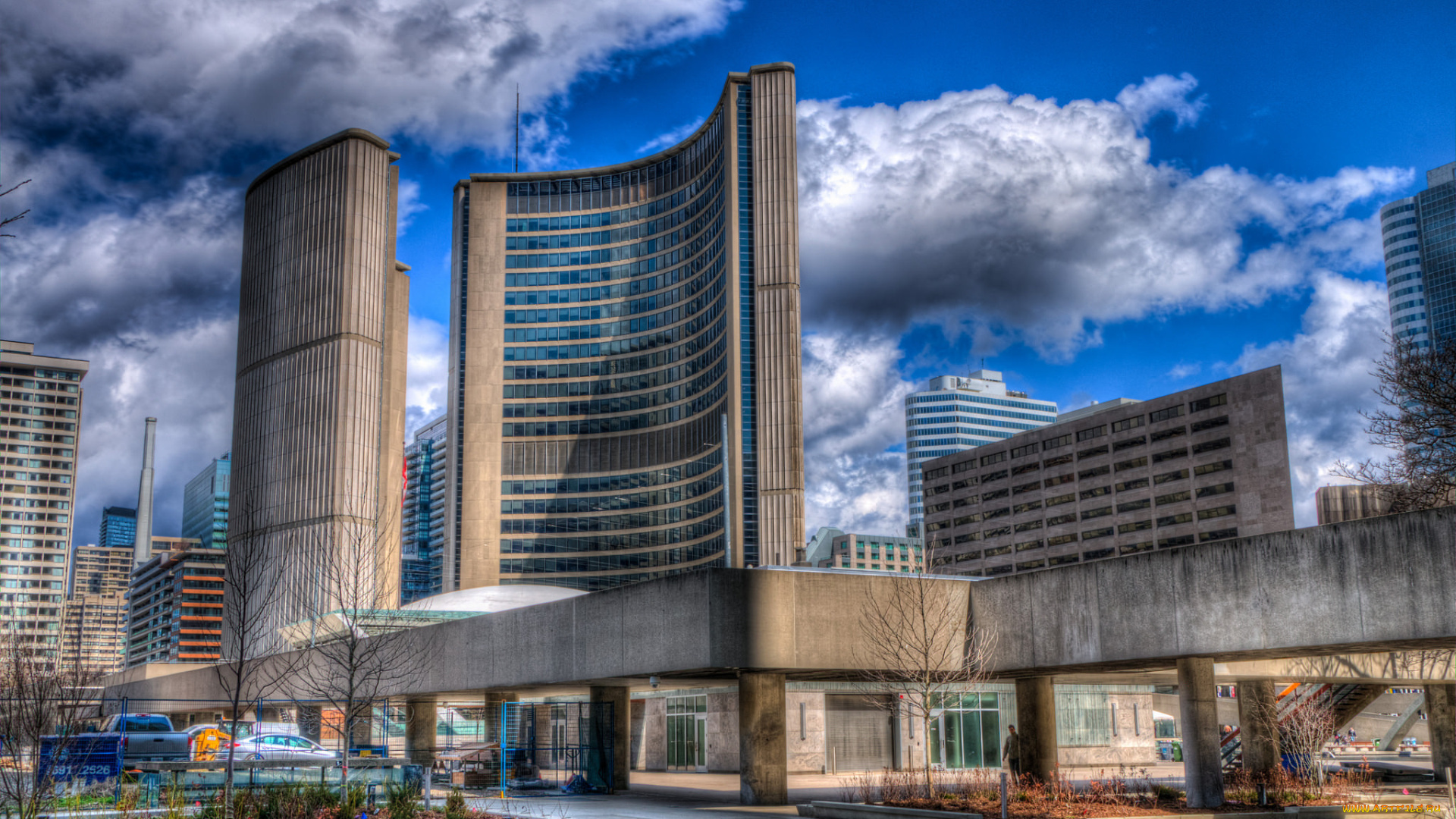 toronto, city, hall, города, торонто, , канада, площадь, высотки