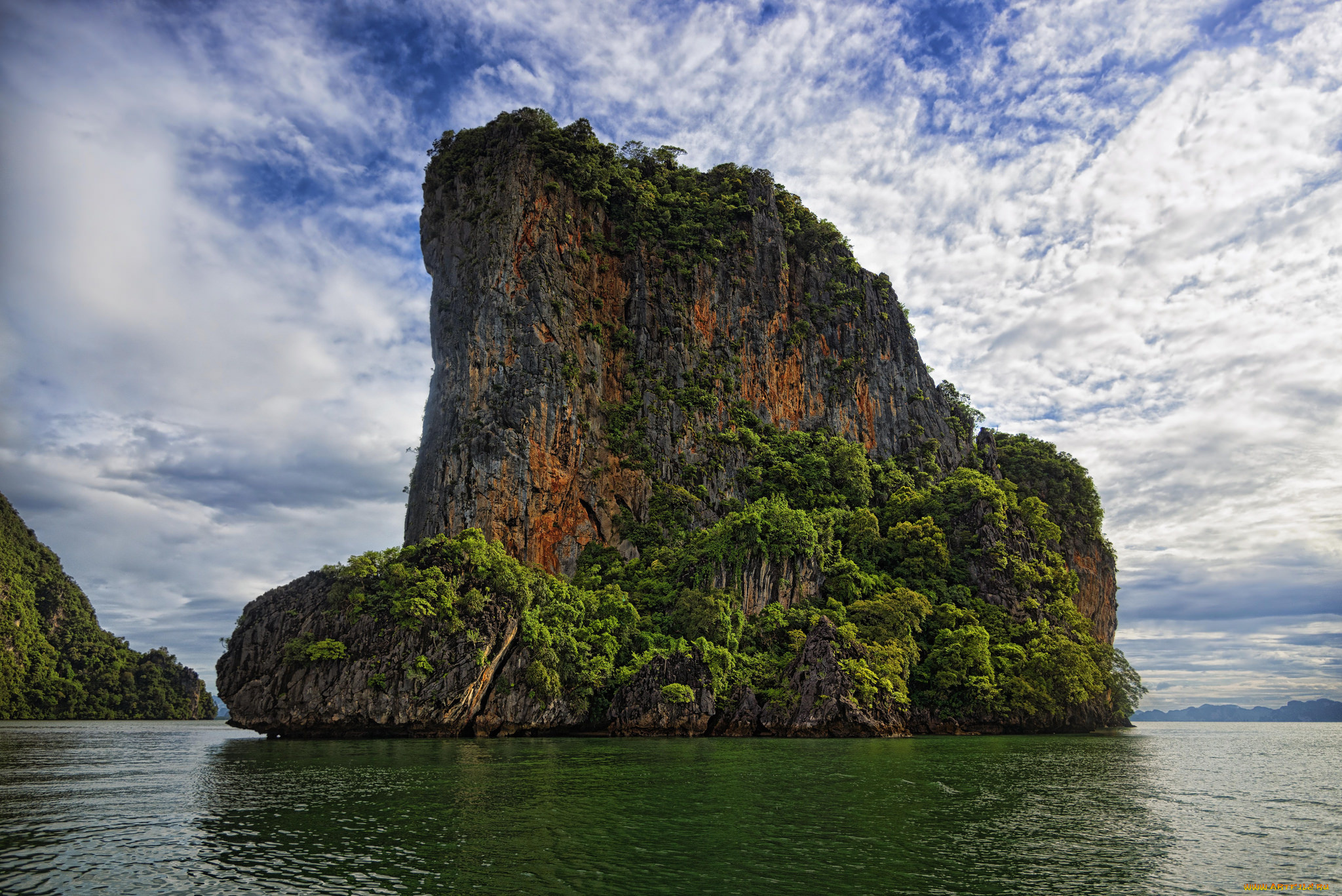 природа, побережье, скала, залив