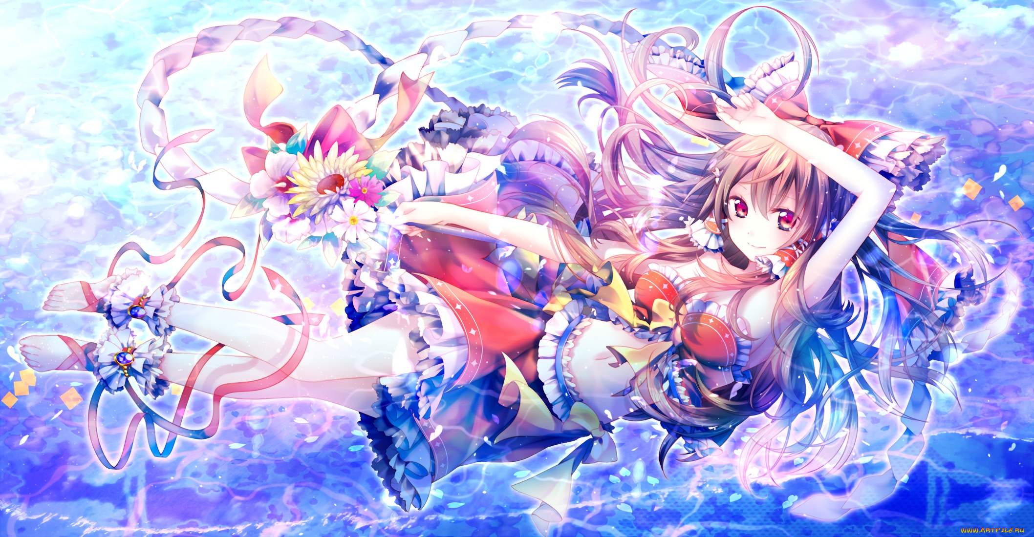 аниме, touhou, арт, riichu, hakurei, reimu, девочка