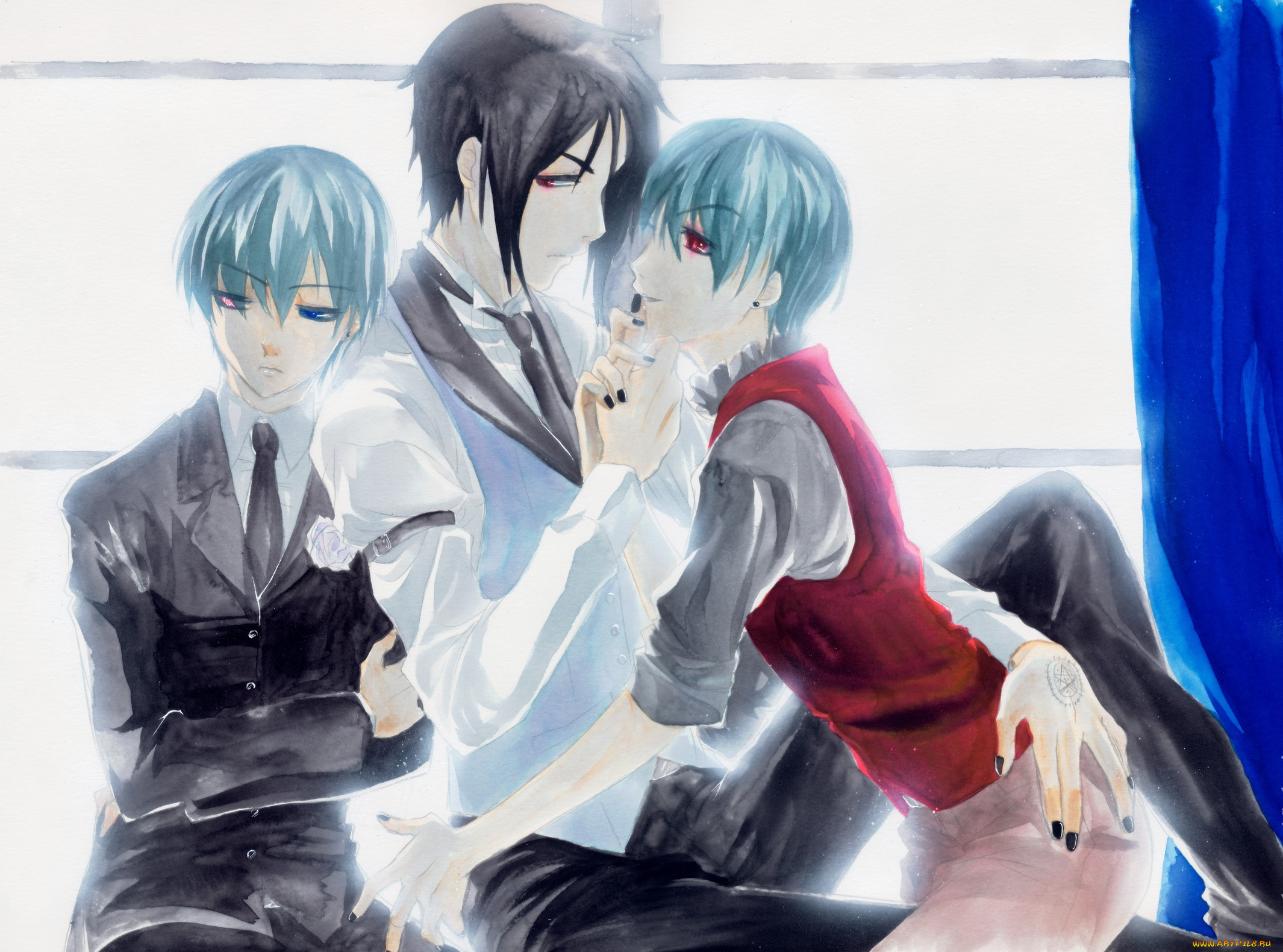 аниме, kuroshitsuji, себастьян, сиель, тёмный, дворецкий