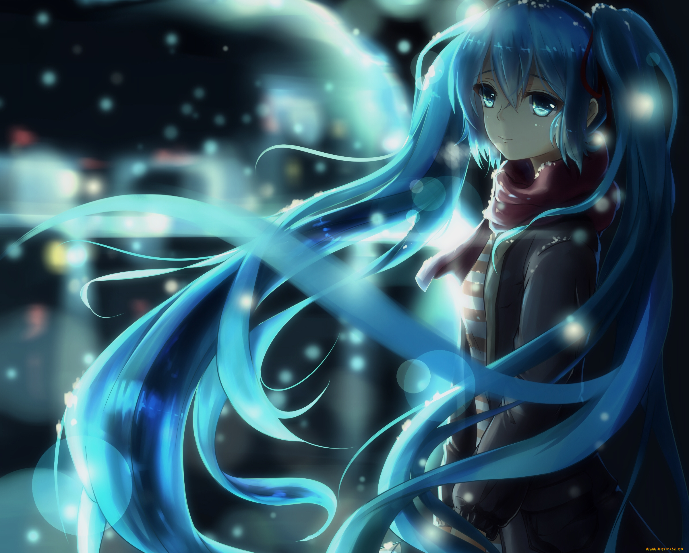 аниме, vocaloid, взгляд, девочка, арт, kuroi, asahi, hatsune, miku