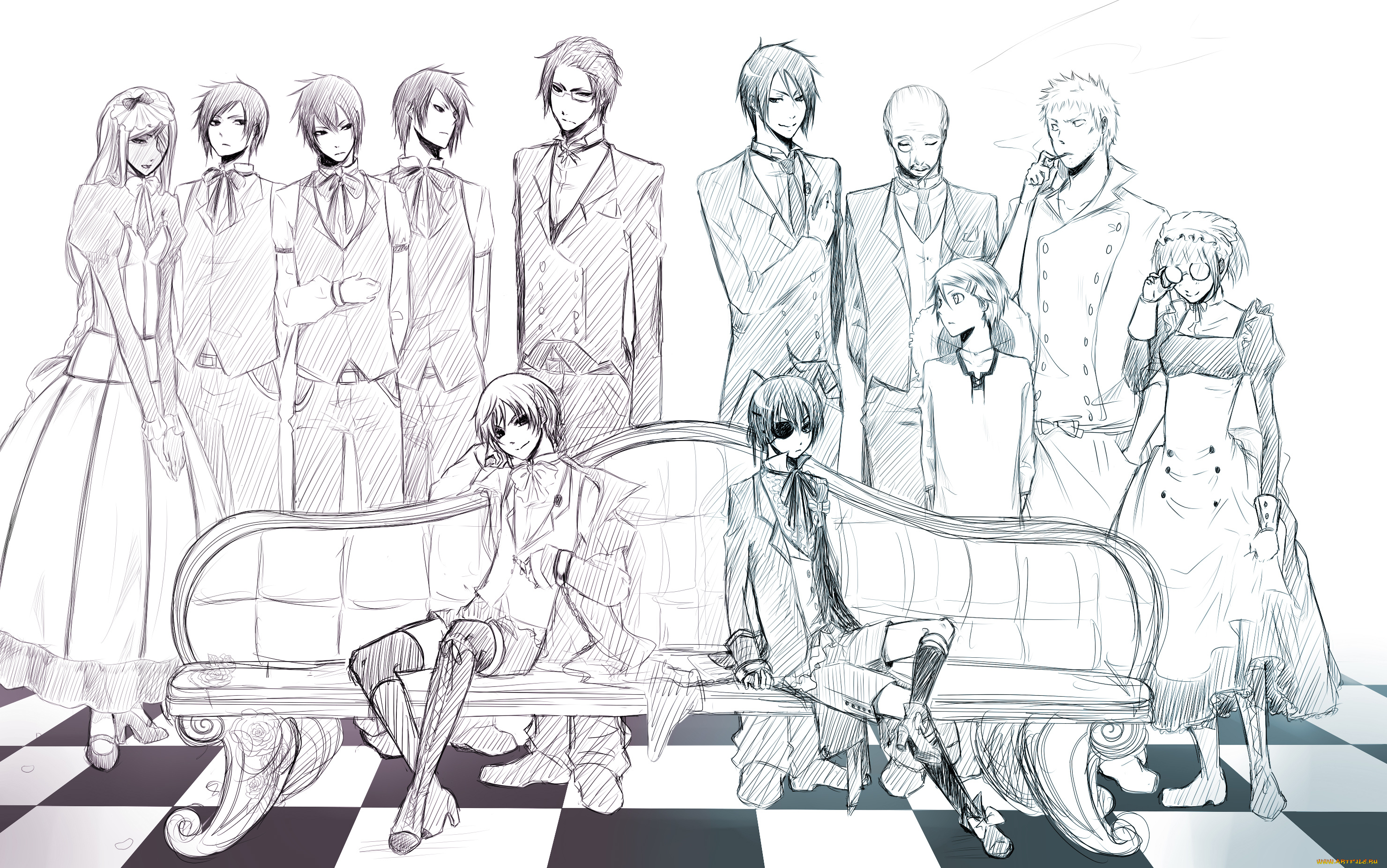 аниме, kuroshitsuji, слуги, тёмный, дворецкий, себастьян, сиэль