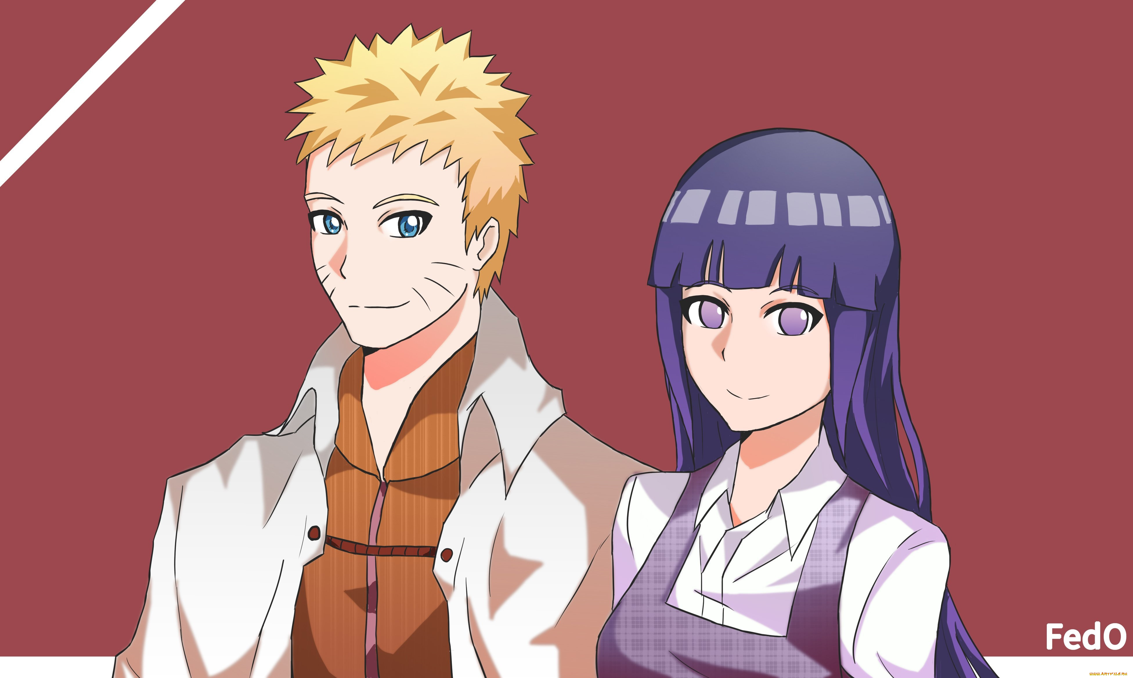 аниме, naruto, хината, наруто, арт
