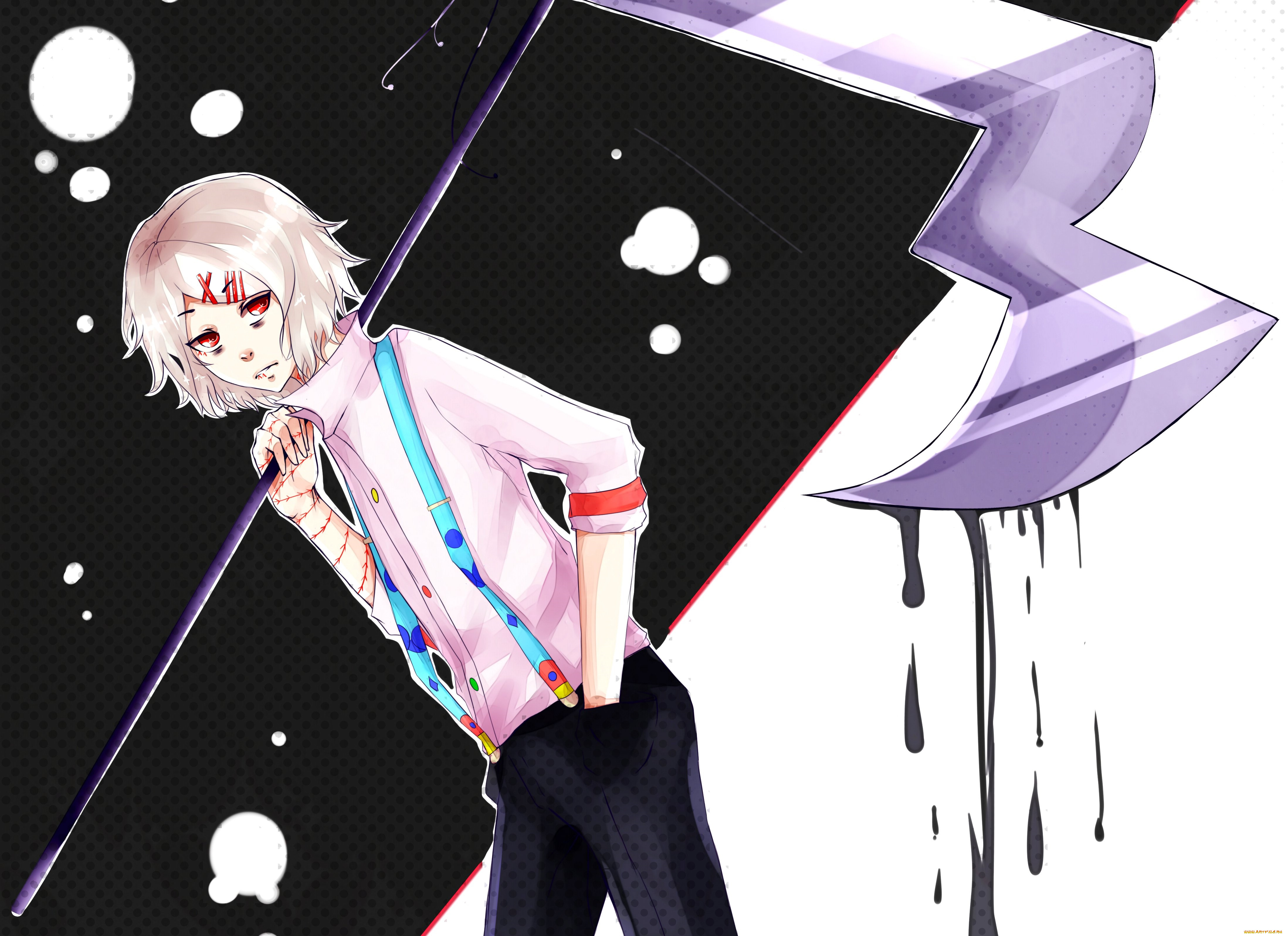 аниме, tokyo, ghoul, токийский, гуль, арт, джузо, коса