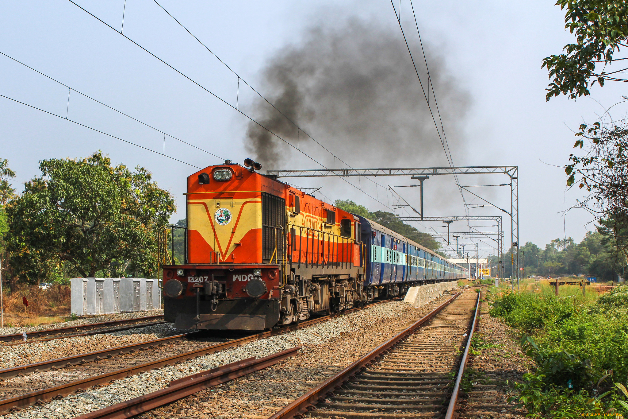 техника, поезда, локомотив, состав, рельсы