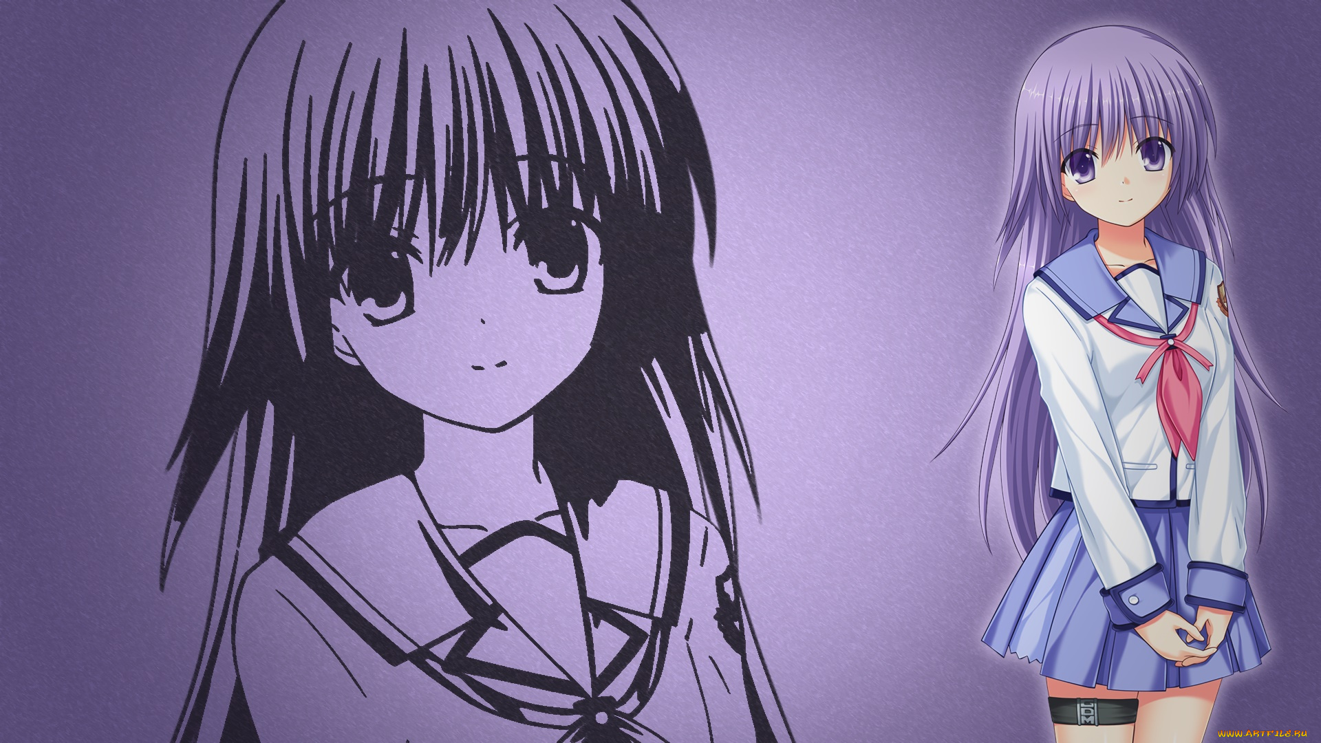 аниме, angel, beats, взгляд, фон, девушка