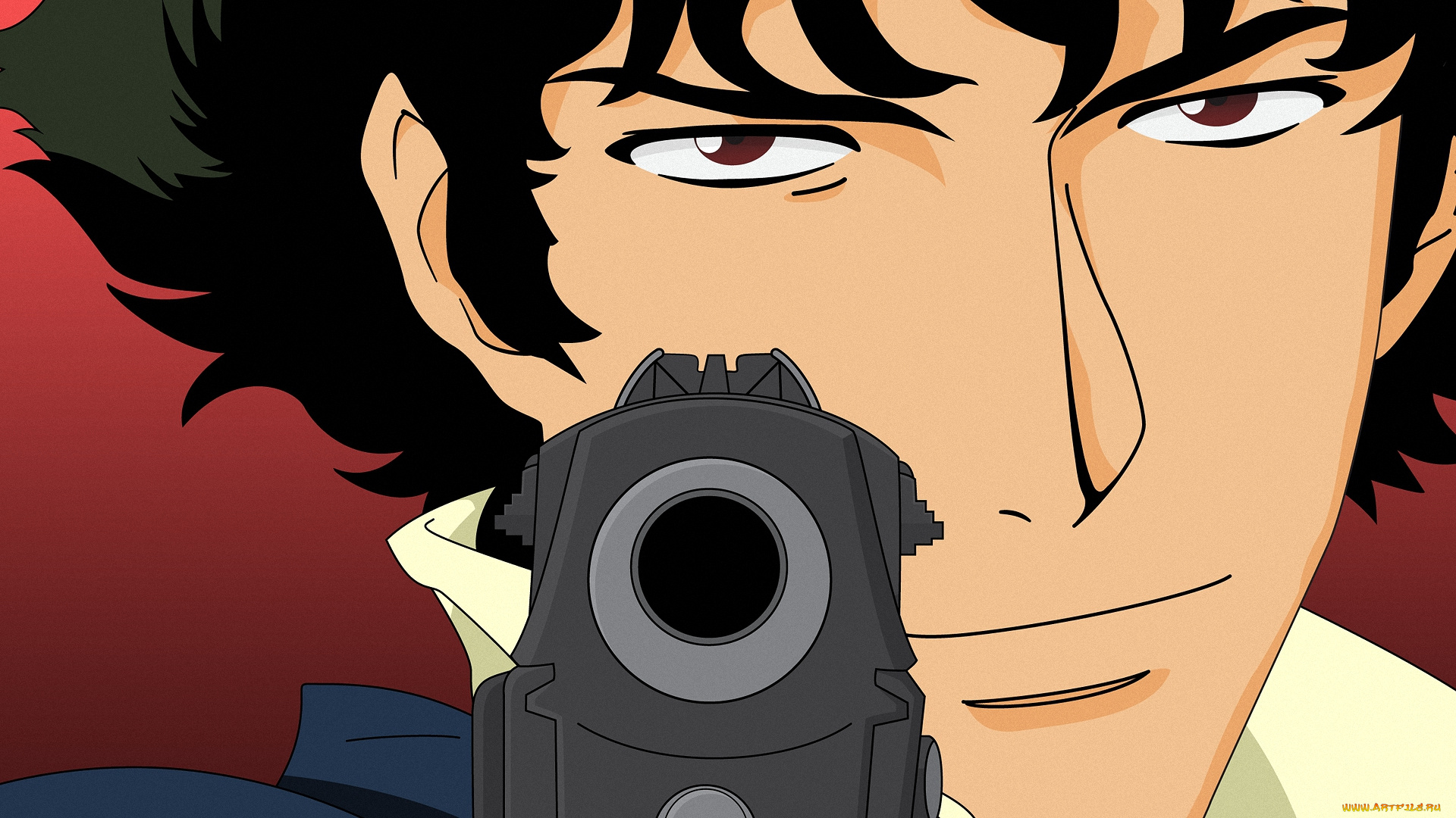 аниме, cowboy, bebop, spike, spiegel, мужчина, оружие, пистолет, взгляд