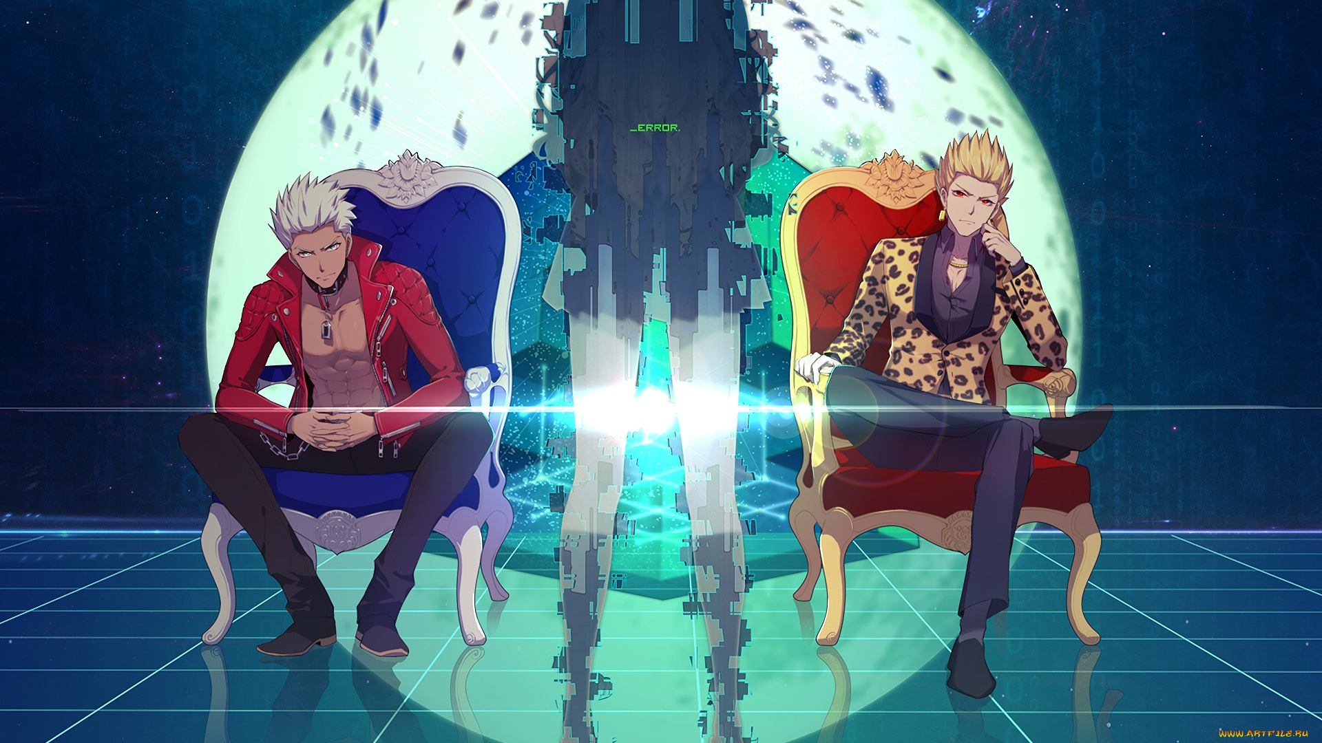 аниме, fate, stay, night, арчер, парни, силуэт