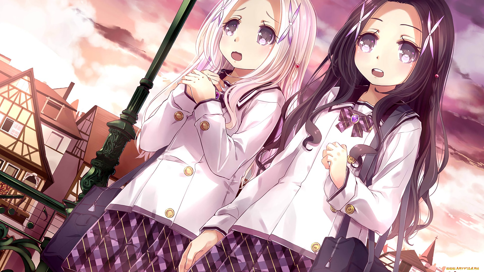 аниме, город, , улицы, , интерьер, , здания, фон, взгляд, девушки