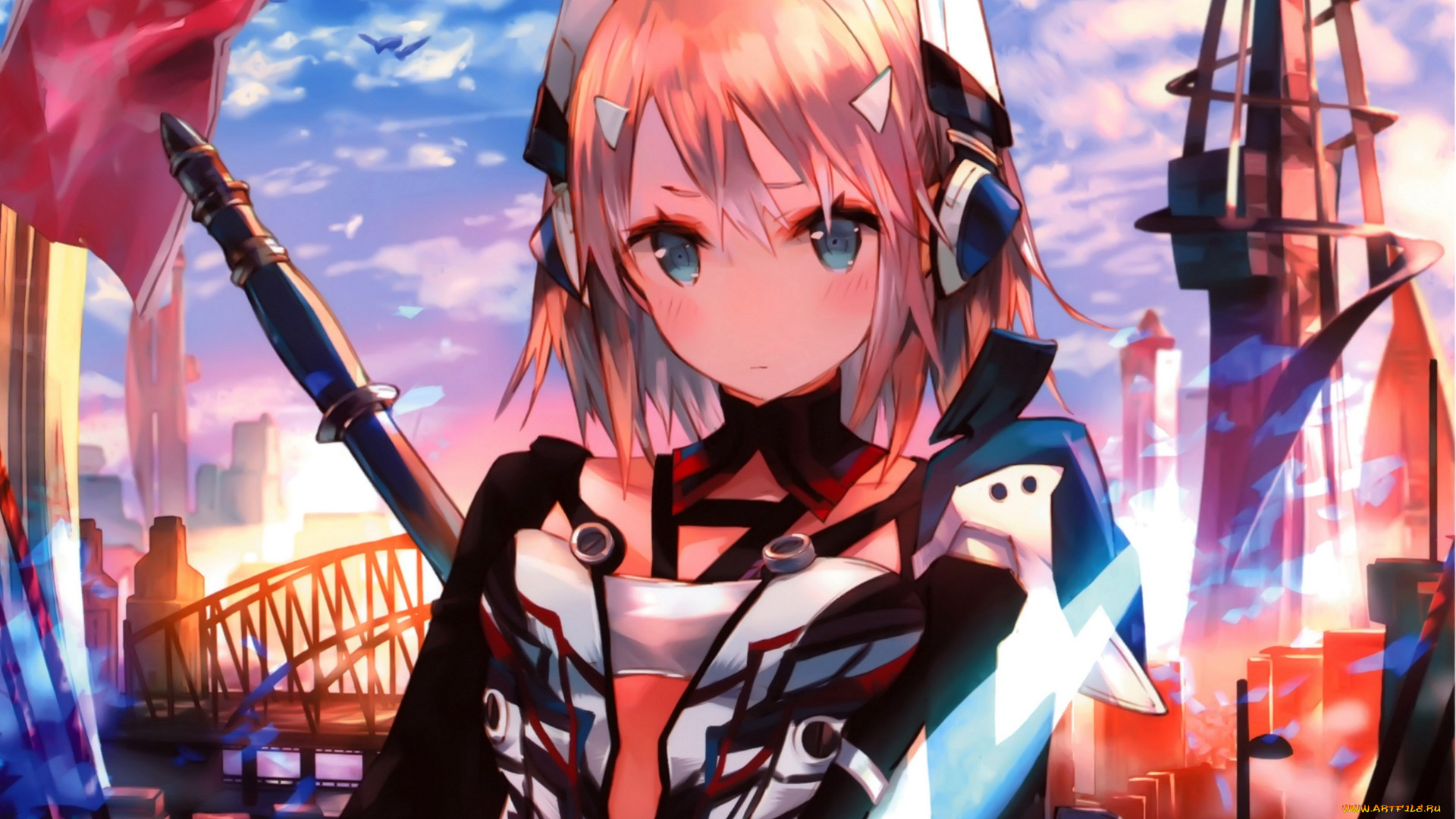 аниме, оружие, , техника, , технологии, девушка