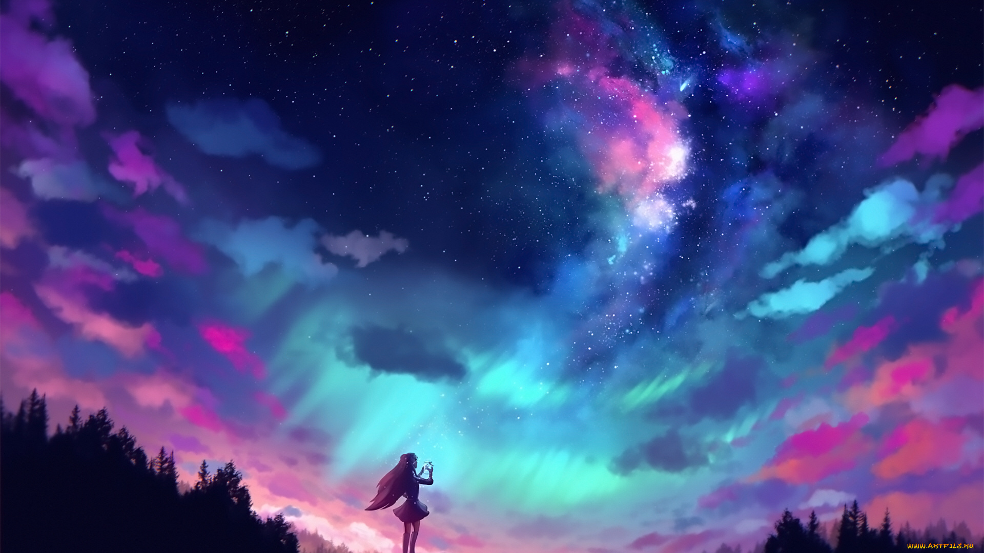 аниме, пейзажи, , природа, небо