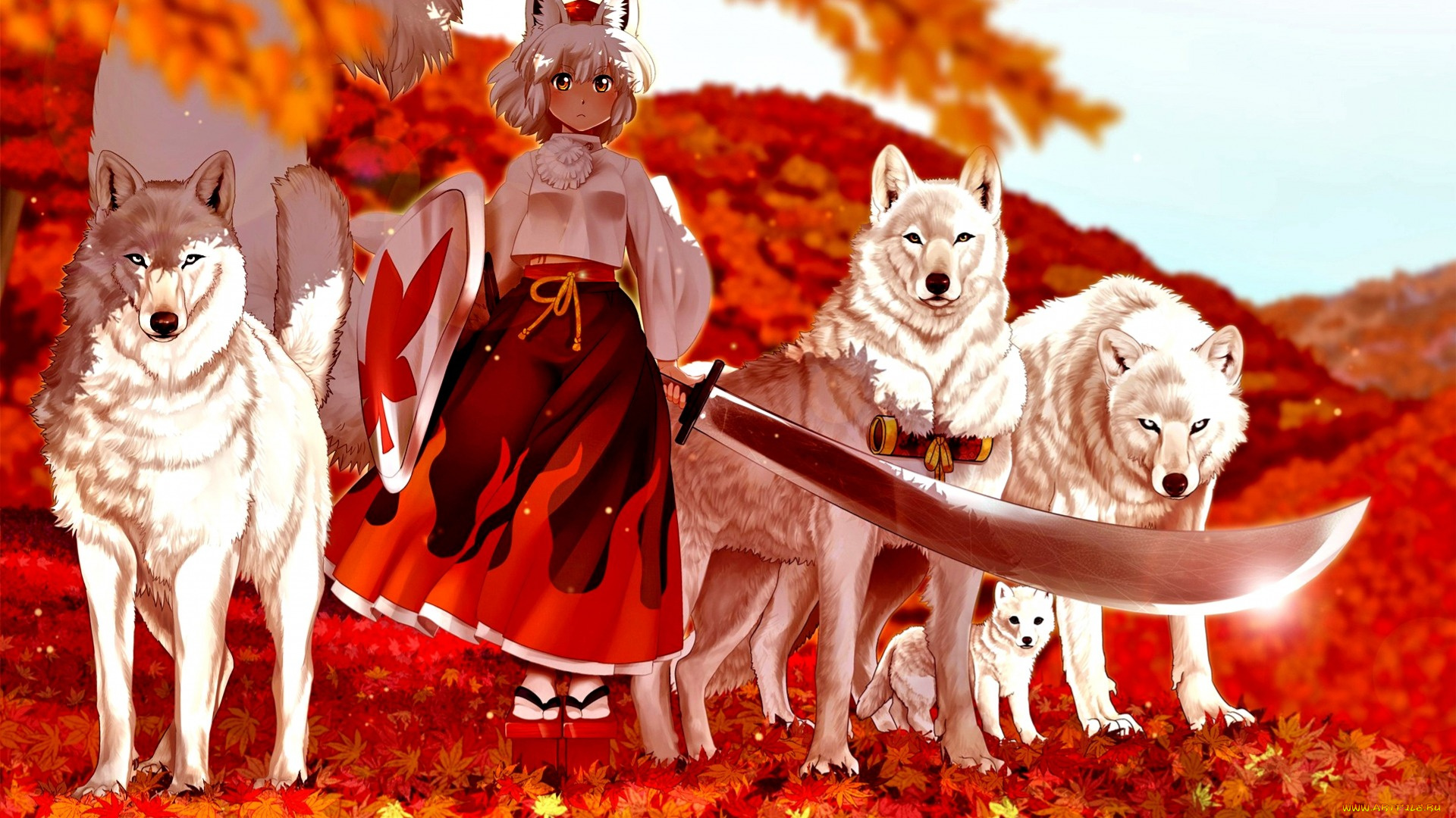 аниме, животные, , существа, фон, взгляд, девушка