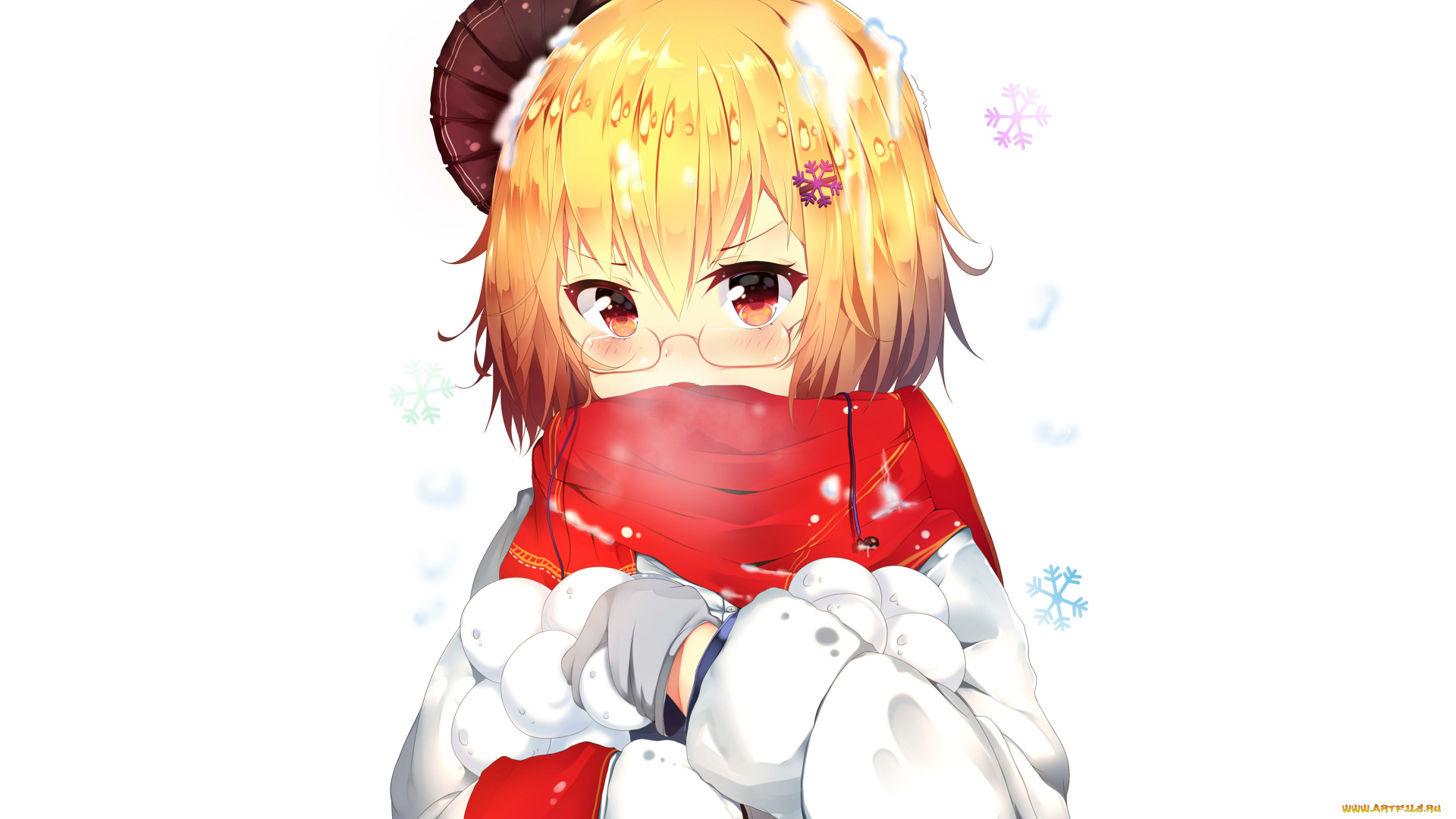 аниме, зима, , новый, год, , рождество, huaimeng