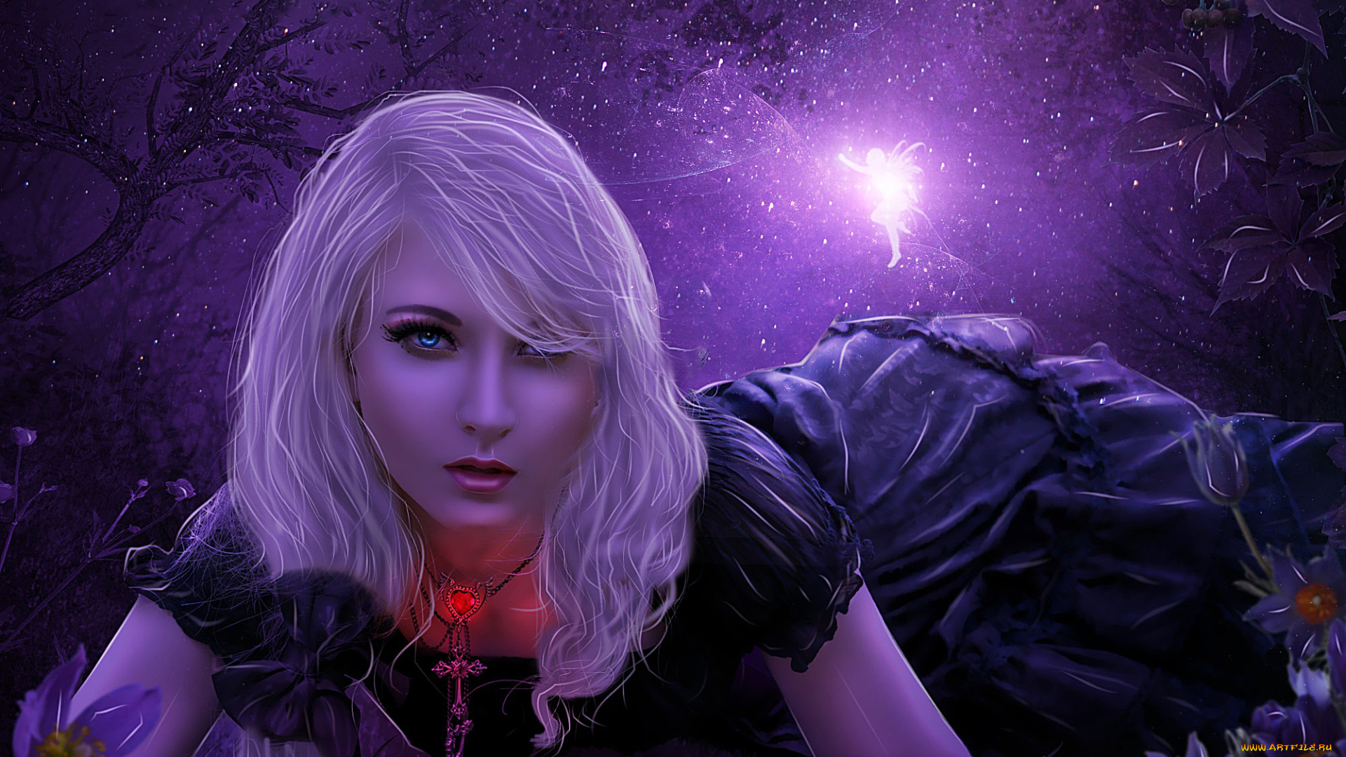 фэнтези, феи, девушка, фон, взгляд