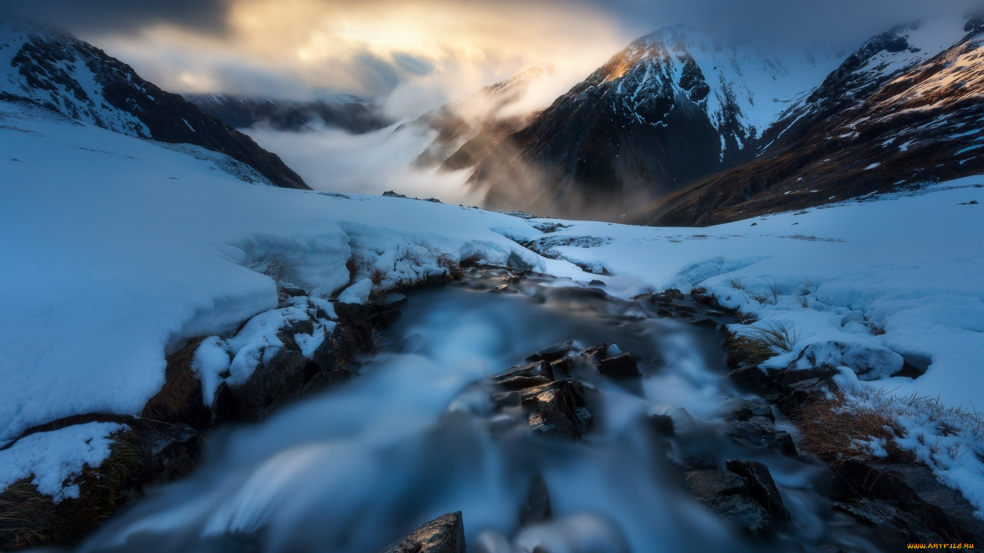 природа, горы, снег