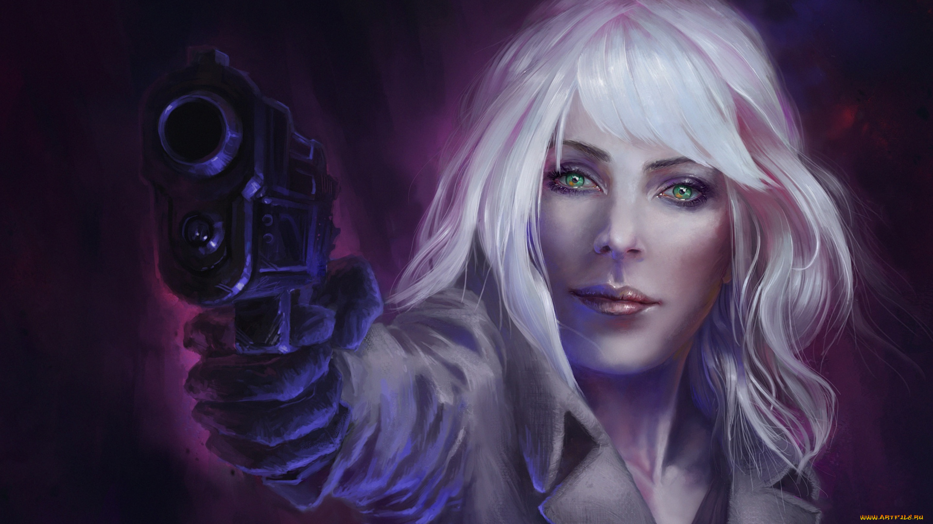 рисованное, кино, пистолет, девушка, art, atomic, blonde, charlize, theron, lorraine, broughton, взгляд, блондинка