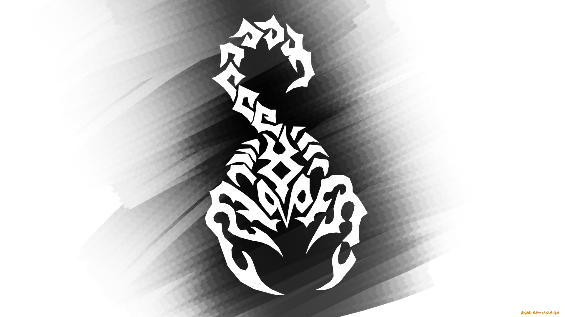 рисованное, минимализм, тату, Черно, -, белое, скорпион