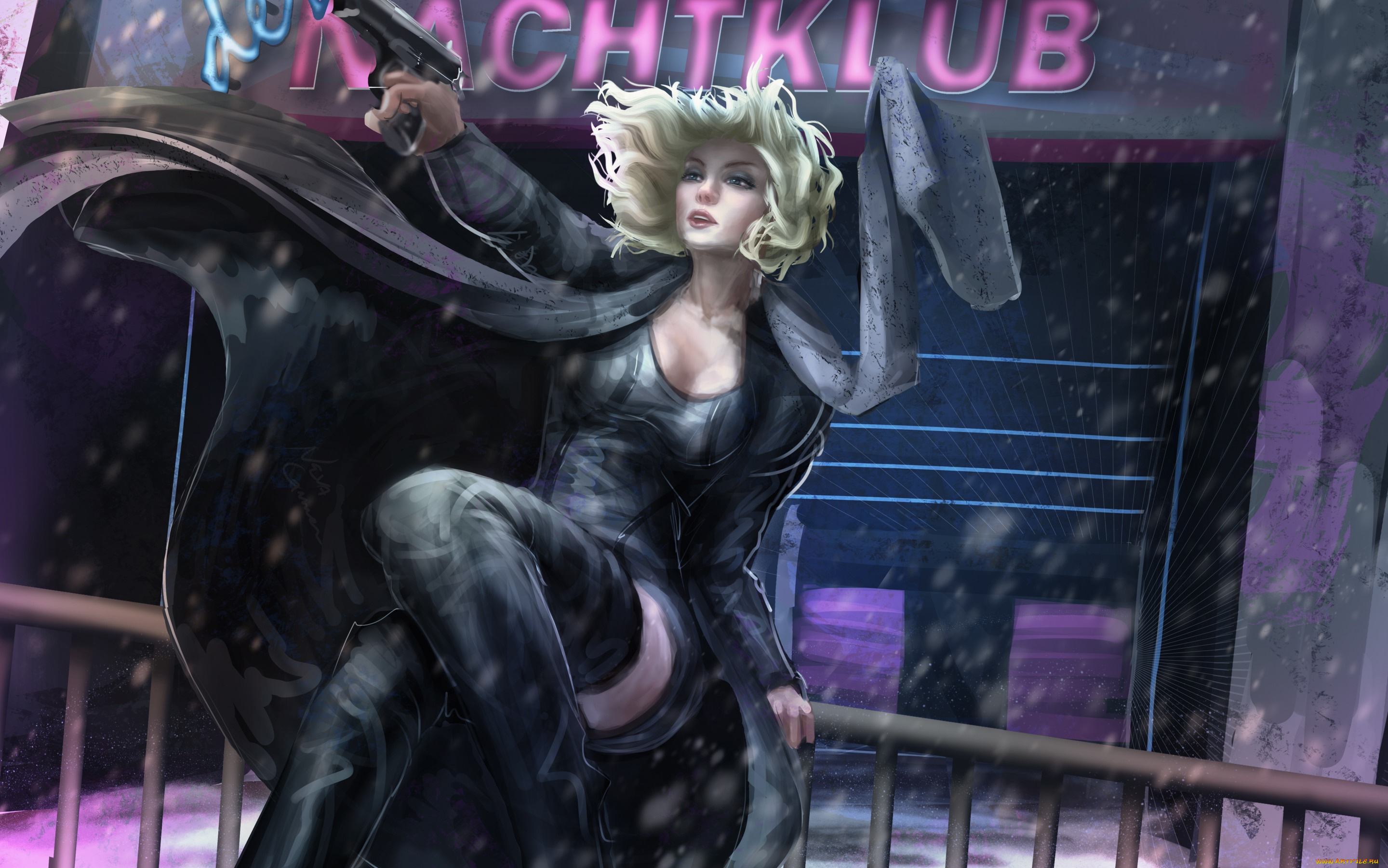 рисованное, кино, пистолет, atomic, blonde, девушка, шарф, charlize, theron, плащ, арт, блондинка, lorraine, broughton