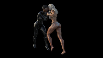 Картинка 3д+графика люди+ people борьба взгляд девушки фон