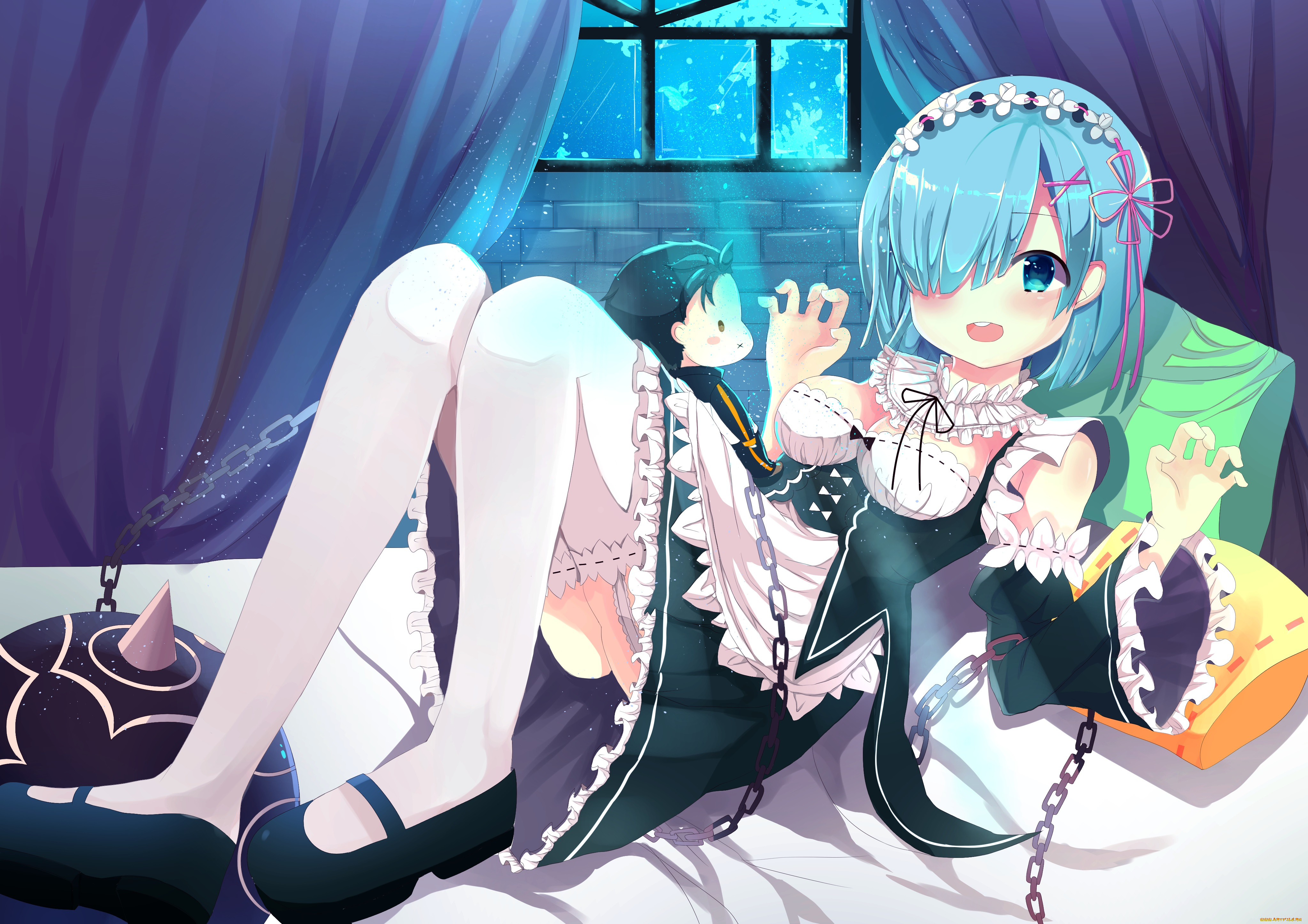 аниме, re, , zero, kara, hajimeru, isekai, seikatsu, рем