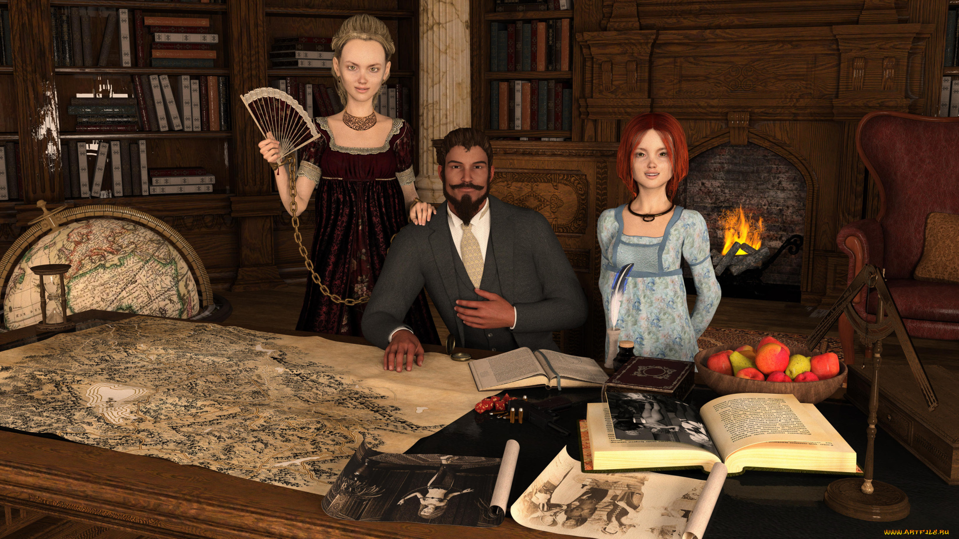 3д, графика, фантазия, , fantasy, фон, взгляд, девушка