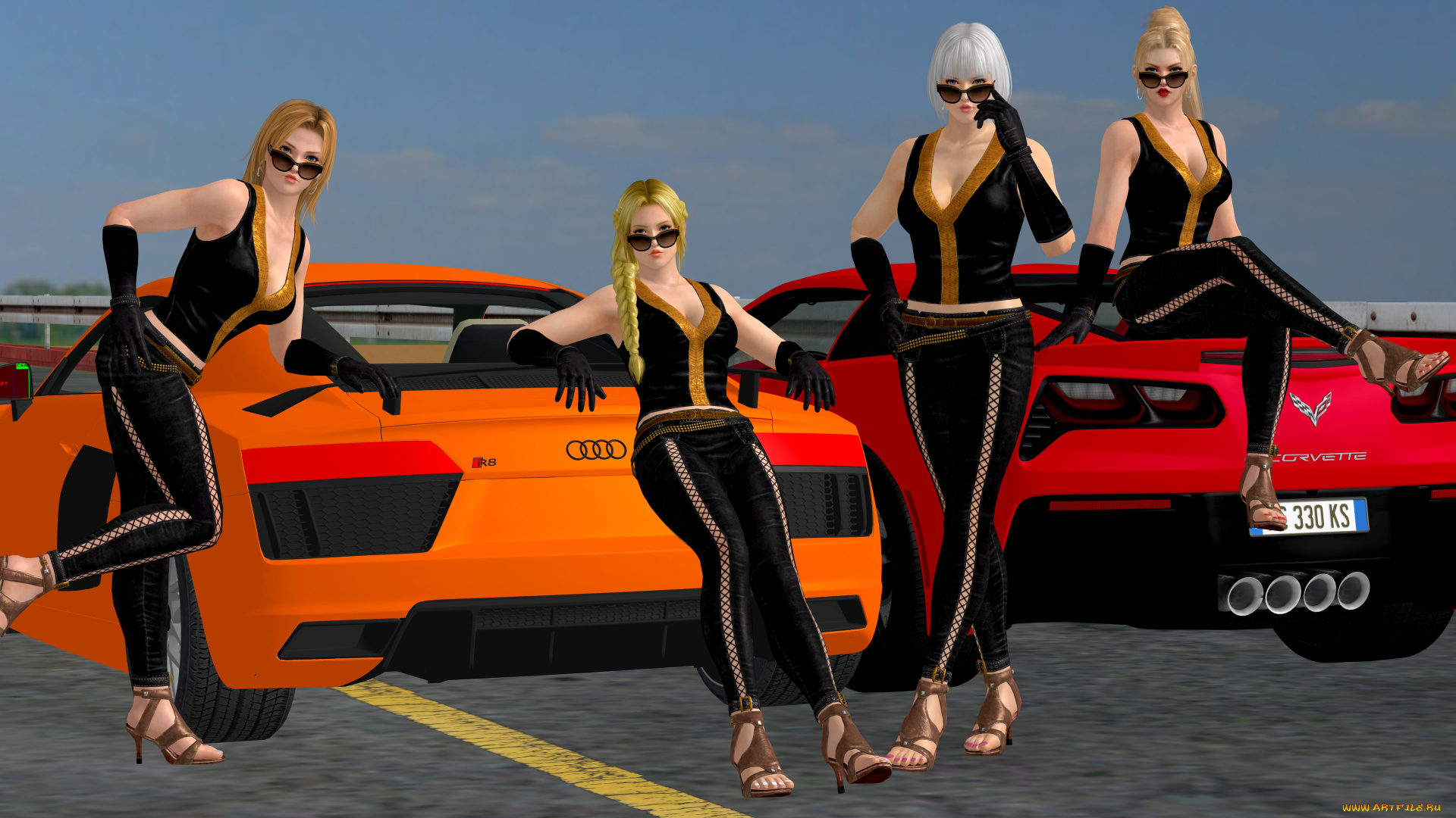 3д, графика, люди-авто, мото, , people-, car, , , moto, фон, взгляд, девушки