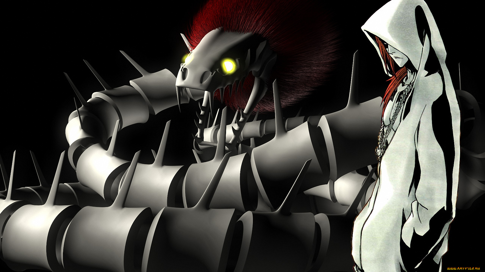 аниме, bleach, zabimaru, bankai, меч, воин, shinigami, abarai, renji