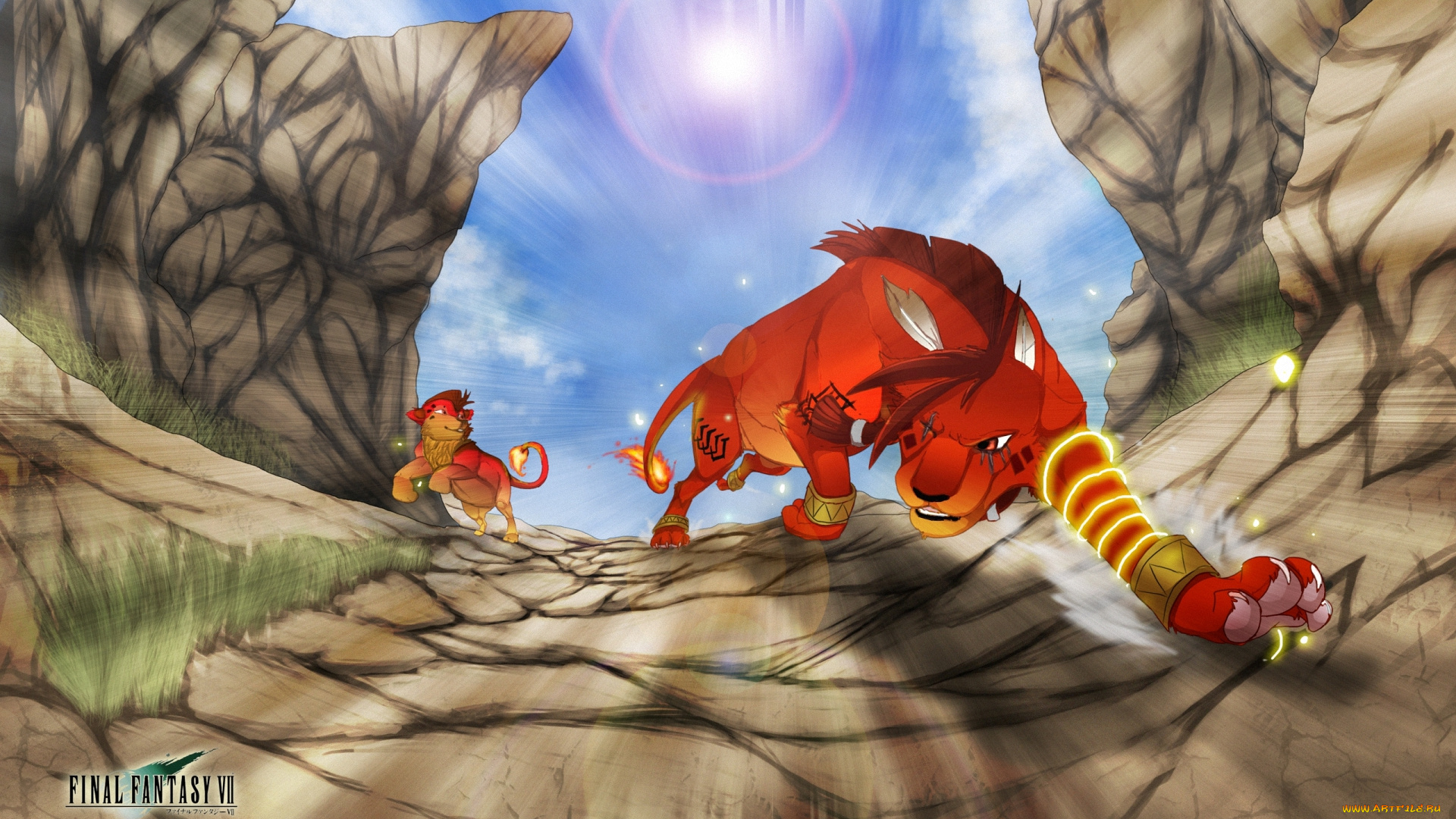 аниме, final, fantasy, lion, xiii, red