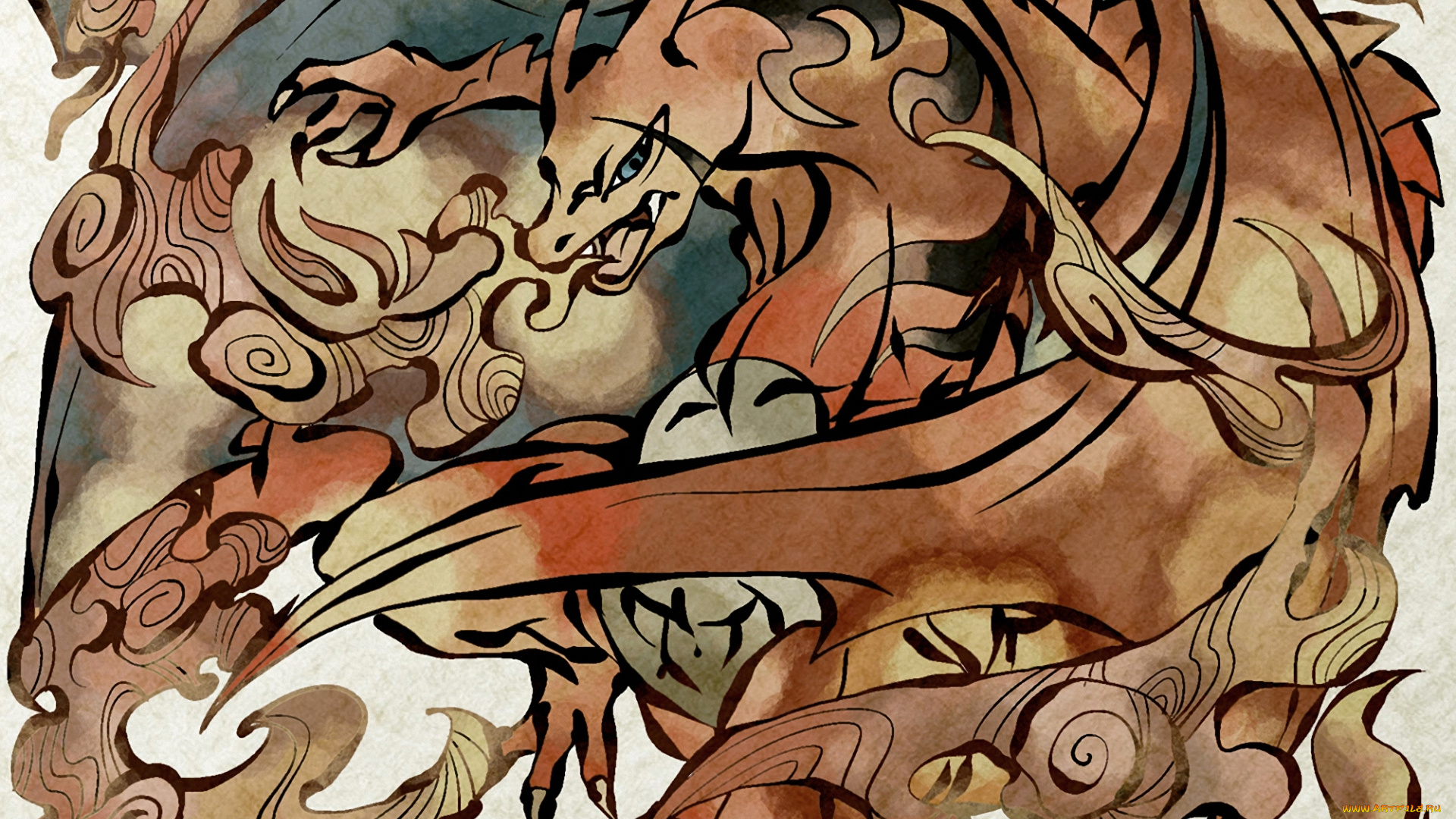 аниме, pokemon, покемон, дракон, charizard, монстр