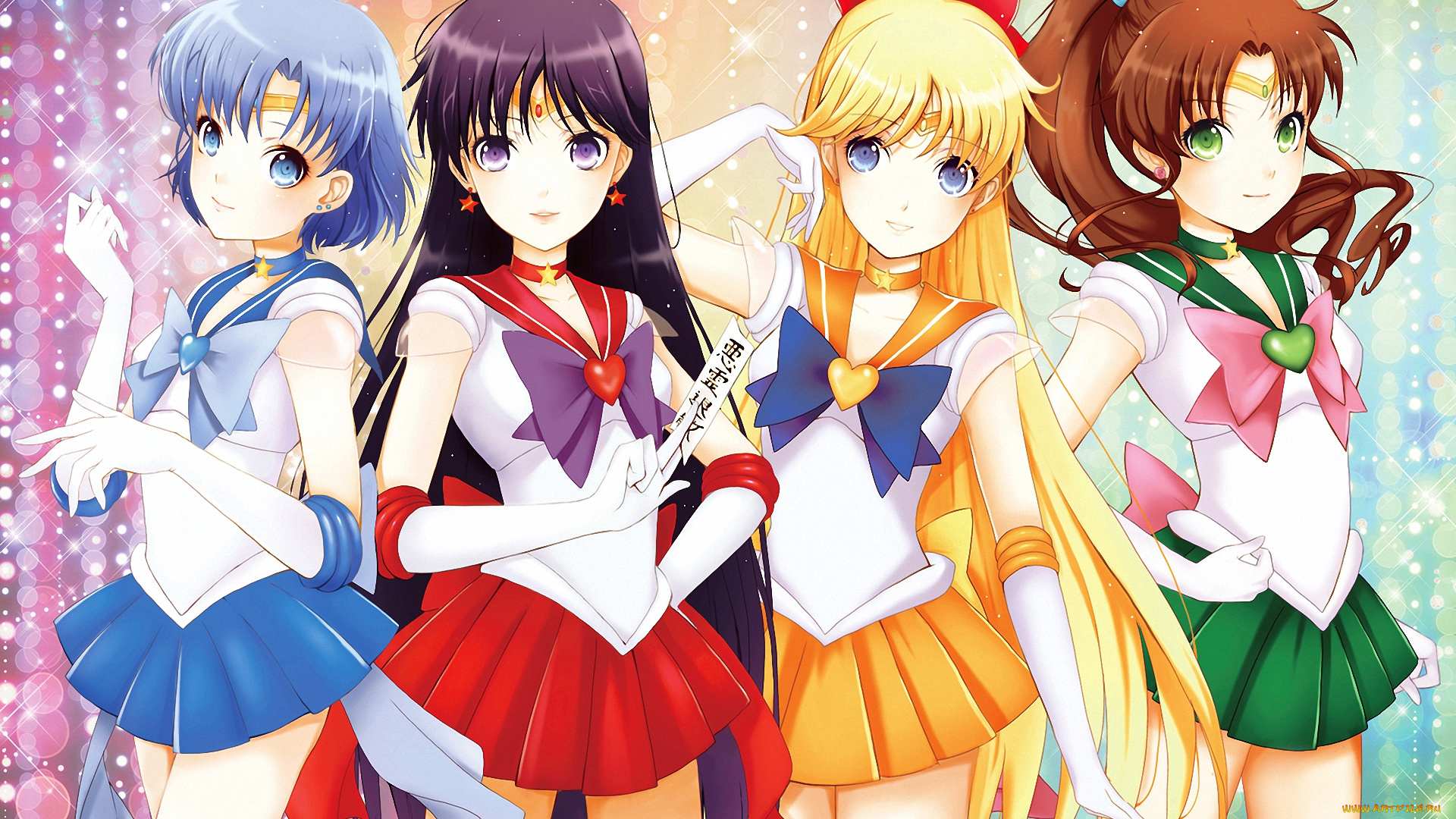 аниме, sailor, moon, mars, moon, sailor, jupiter, mercury, venus, girls, девушки, войны