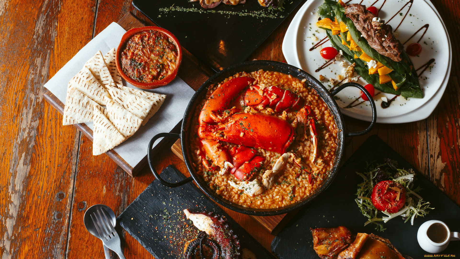 еда, рыбные, блюда, , с, морепродуктами, снедь