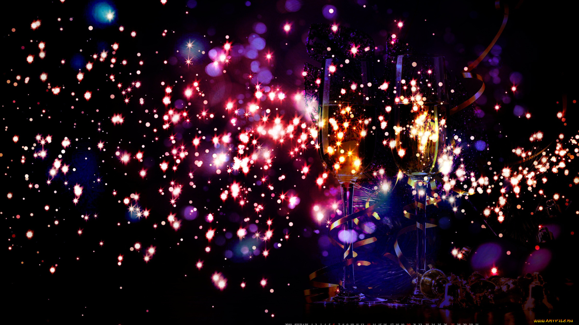 календари, праздники, , салюты, фужер, боке, бокал