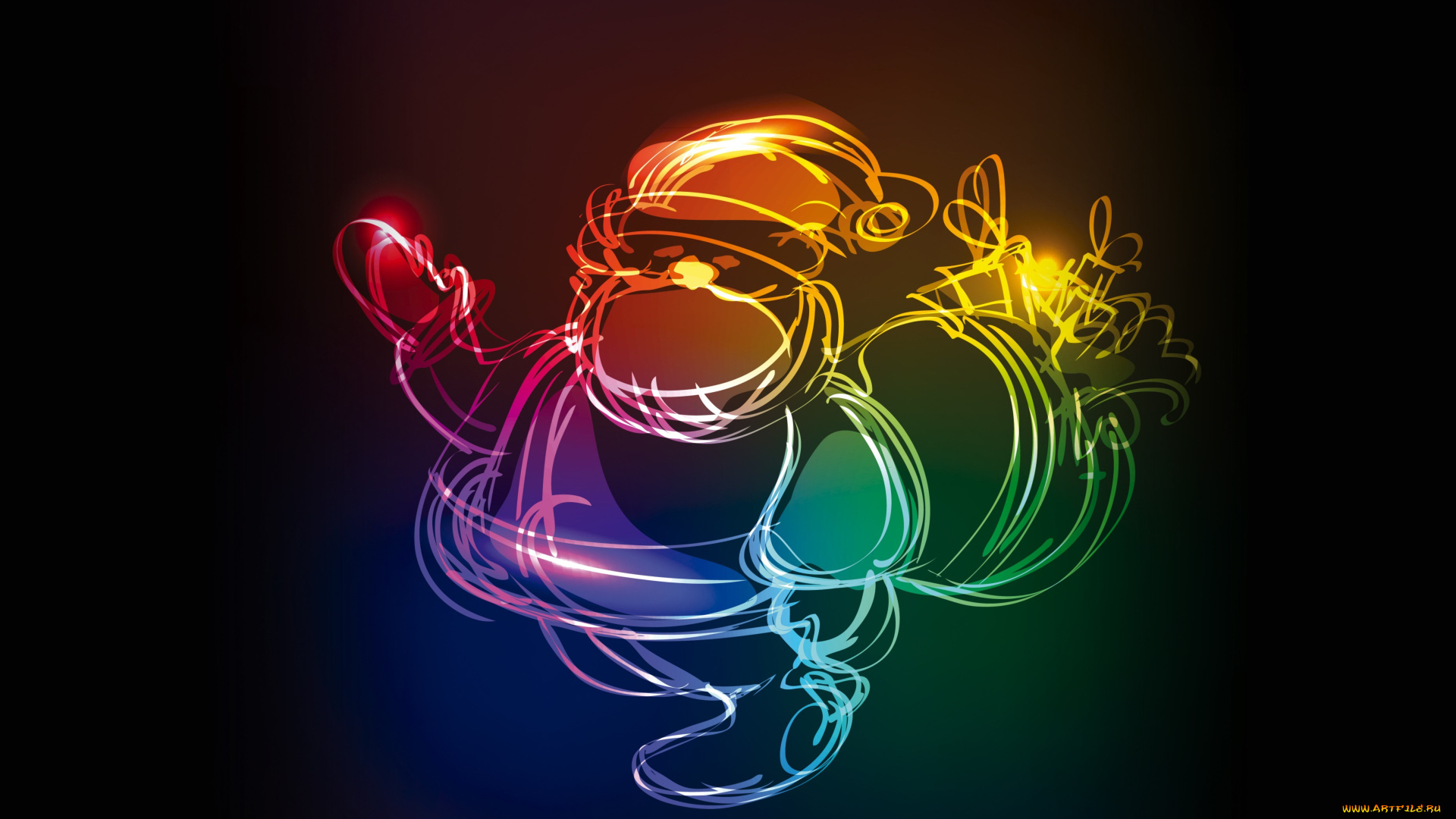 календари, праздники, , салюты, санта, клаус, фрактал, фон