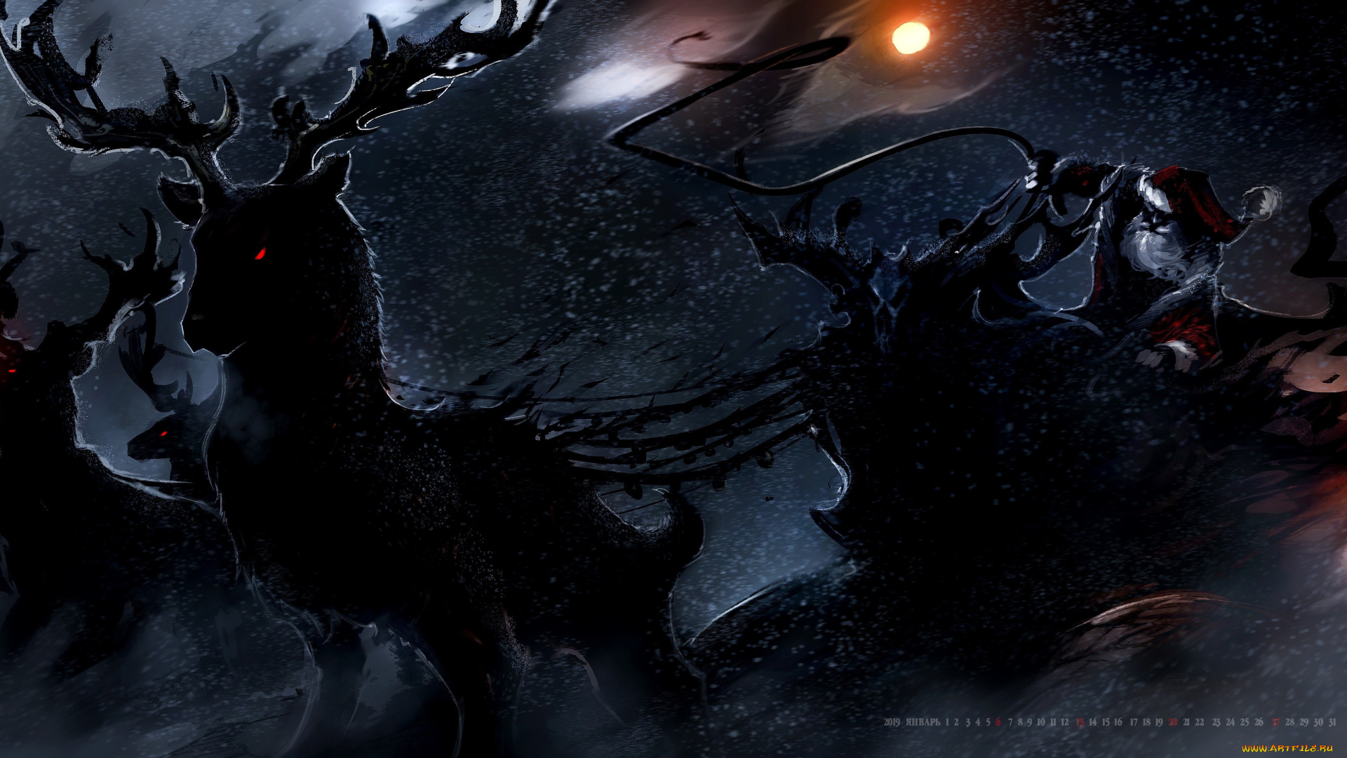 календари, праздники, , салюты, снег, санта, клаус, олень